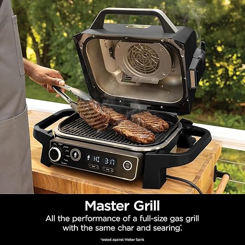 Miniatura 6 de Ninja OG751BRN Woodfire Pro - Parrilla y ahumador para exteriores con termómetro integrado, parrilla principal 7 en 1, ahumador de barbacoa,