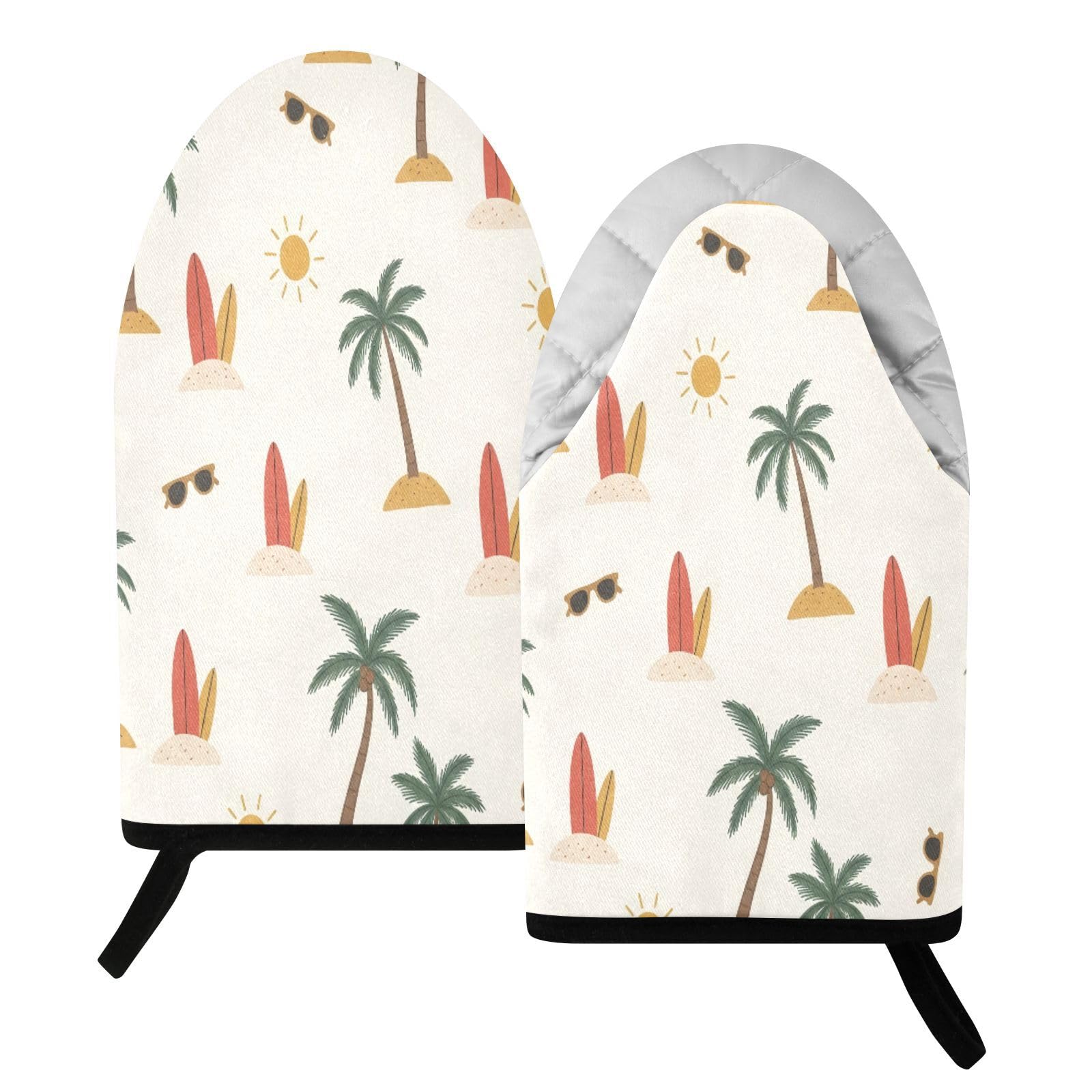 BURSTDDY Tropical Palm Oven Mitt,Heat Resistant Kitchen Mitts for Cooking