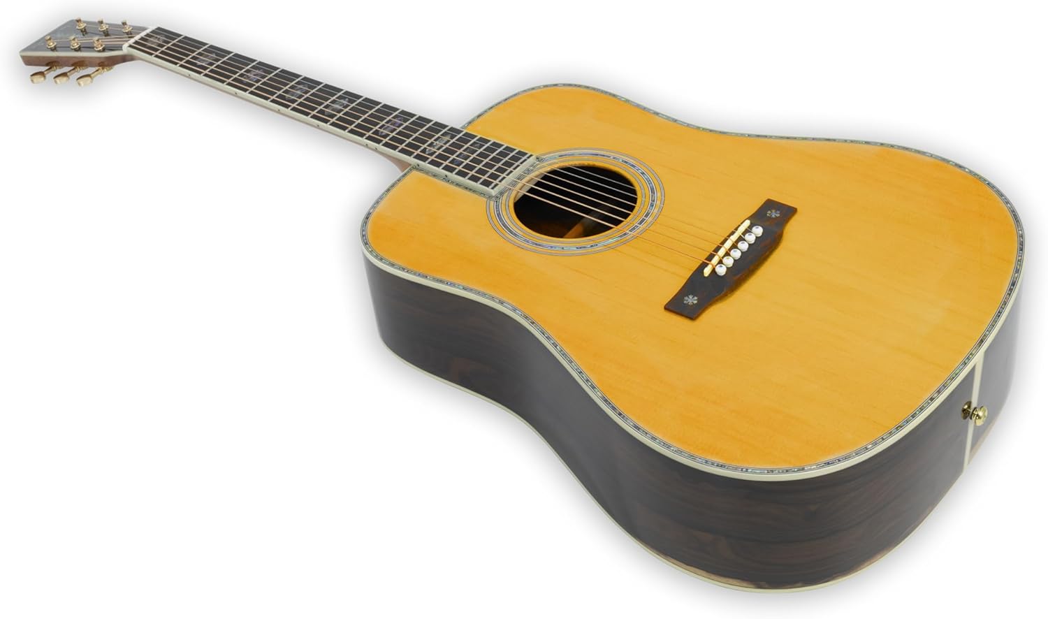 TARIO 41'' Acoustic All Solid Guitar solid A+Sitka Spruce Top Solid Palo Santo Back and Sides Mahogany Neck Including a Wooden Case High Gloss