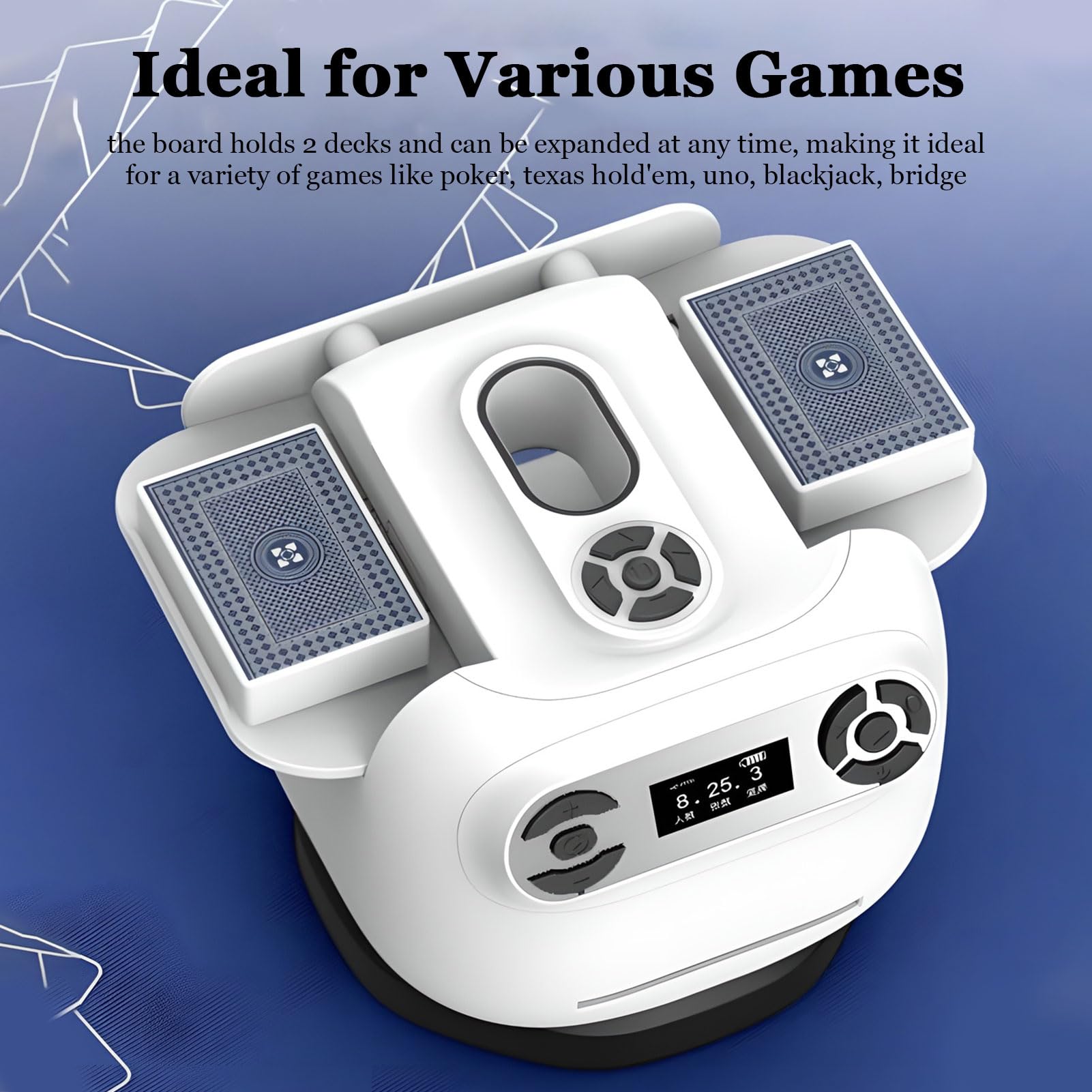 Mescolatore e mazziatore automatico di carte, distributore e mescolatore di carte con rotazione a 360° con display OLED e controllo sensibile al tocco, batteria ricaricabile da 2600 mAh, per UNO