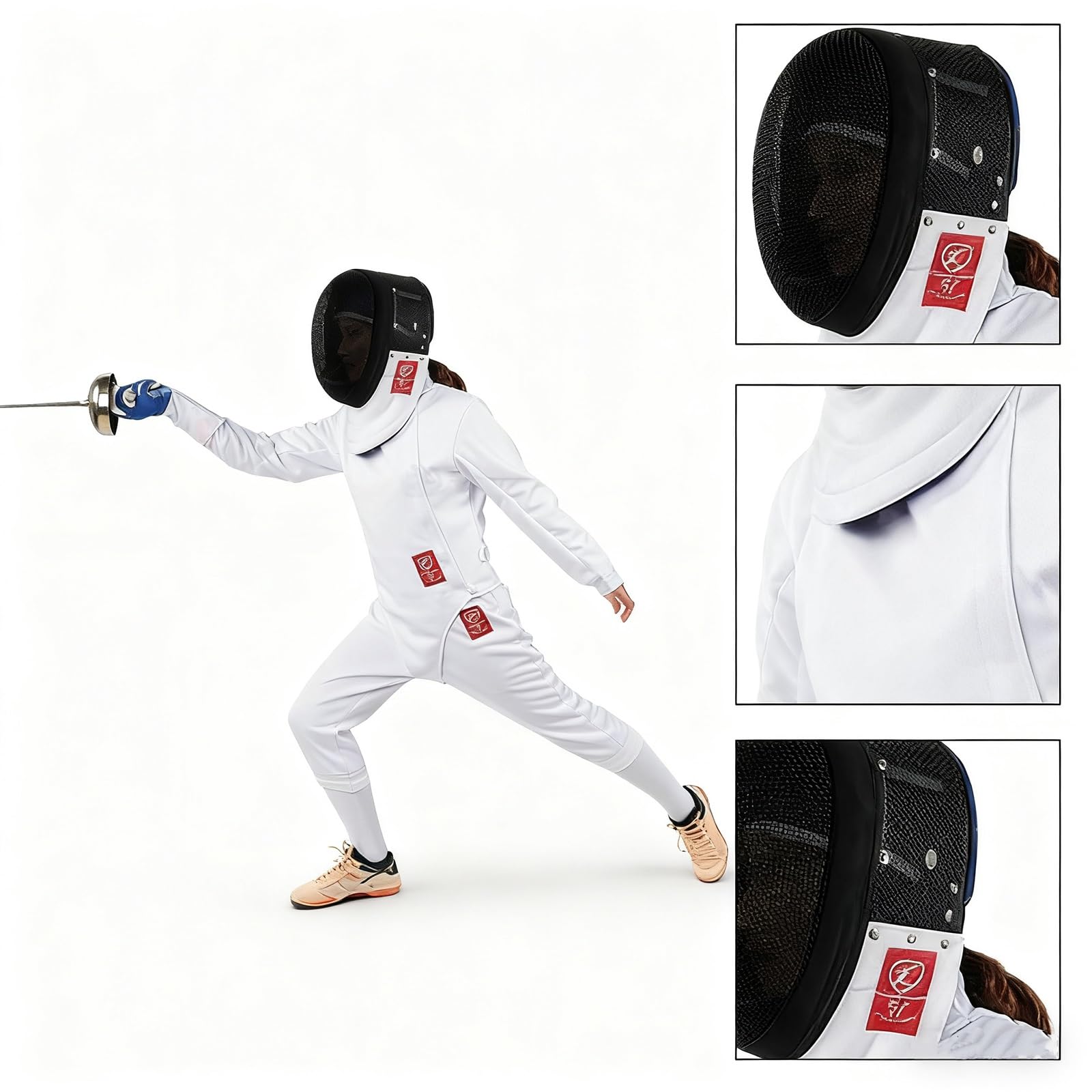 YEQING Traje de Esgrima 350N de 3 Piezas con Diseño Resistente y Flexible, Pantalón/Chaqueta/Chaleco para Zurdos, Ideal para el Entrenamiento Diario de Esgrimistas