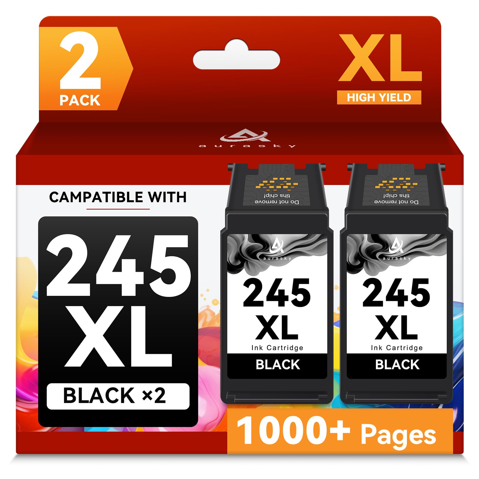 245XL Black Ink Cartridges 2 Pack Compatible for Cannon PG-245 245 XL PG-245XL for Canon PIXMA TR4520 TS302 MG2525 TR452