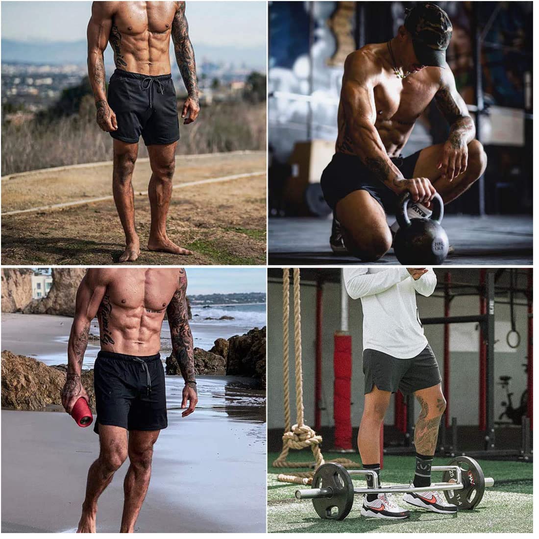 Shorts Herren 2 in1 Trainingsshorts Kurze Hosen Schnelltrocknende Laufshorts Sporthose Taschen Kompressions Shorts