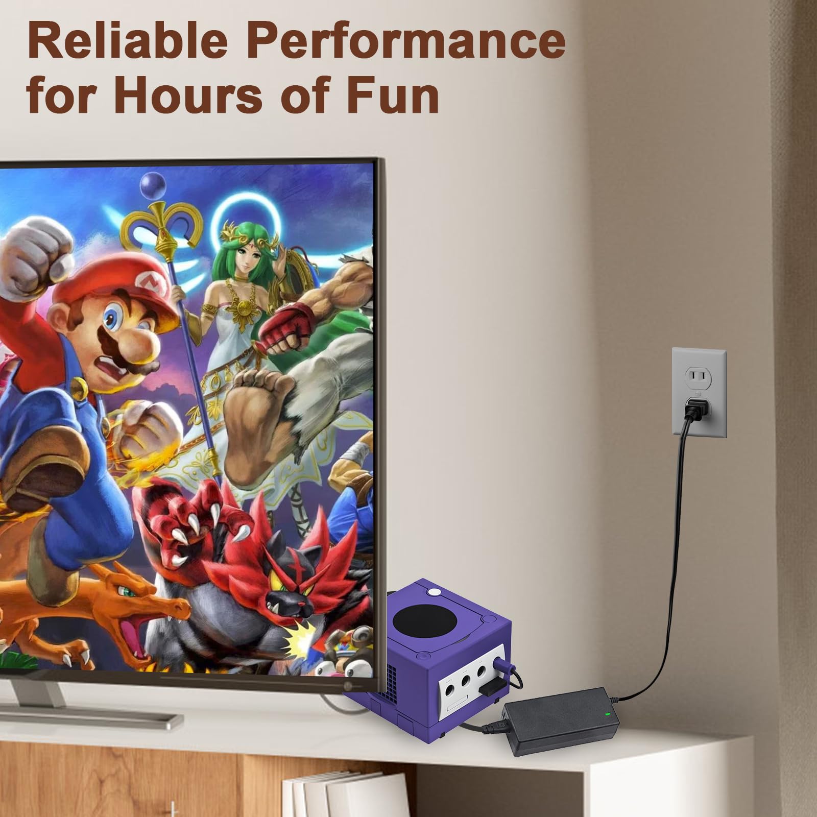 Fuente de alimentación y cable AV para Gamecube, adaptador de corriente CA NGC y juego de cables AV, cable de alimentación compatible con consola Nintendo Gamecube