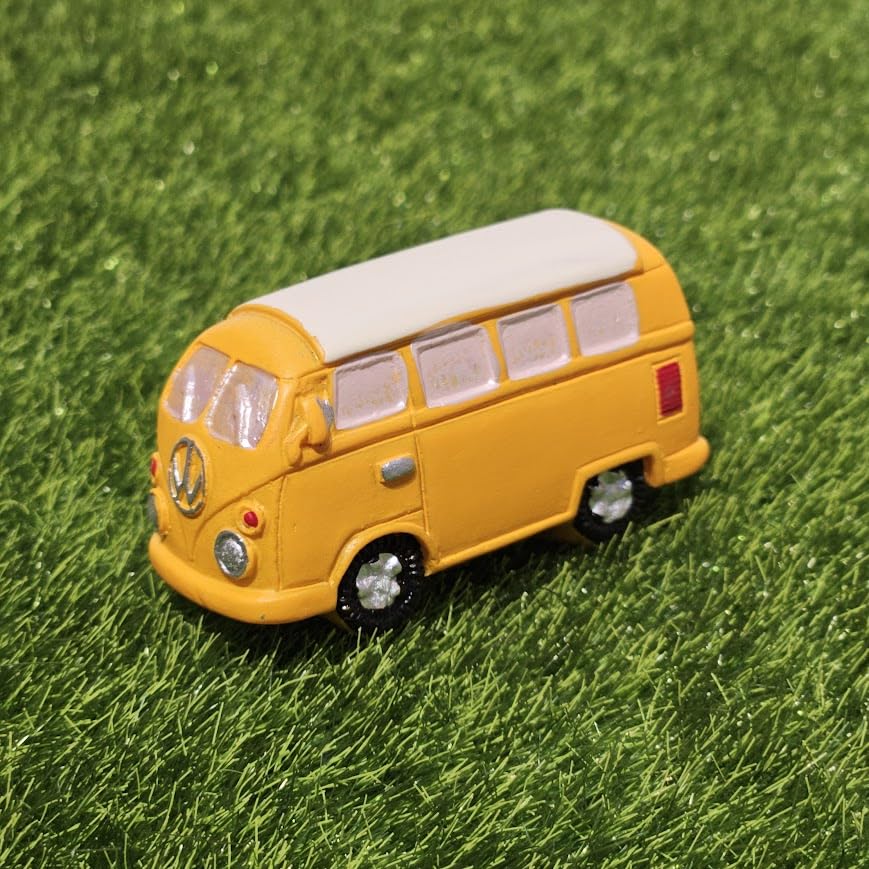 Image of Miniature Vintage Bus for Mini Garden Decor, Fairy Garden, Dollhouse Accessory & Home Decor | Handcrafted Mini Toy Bus Collectible | Cute Gifting Idea for Kids & Adults