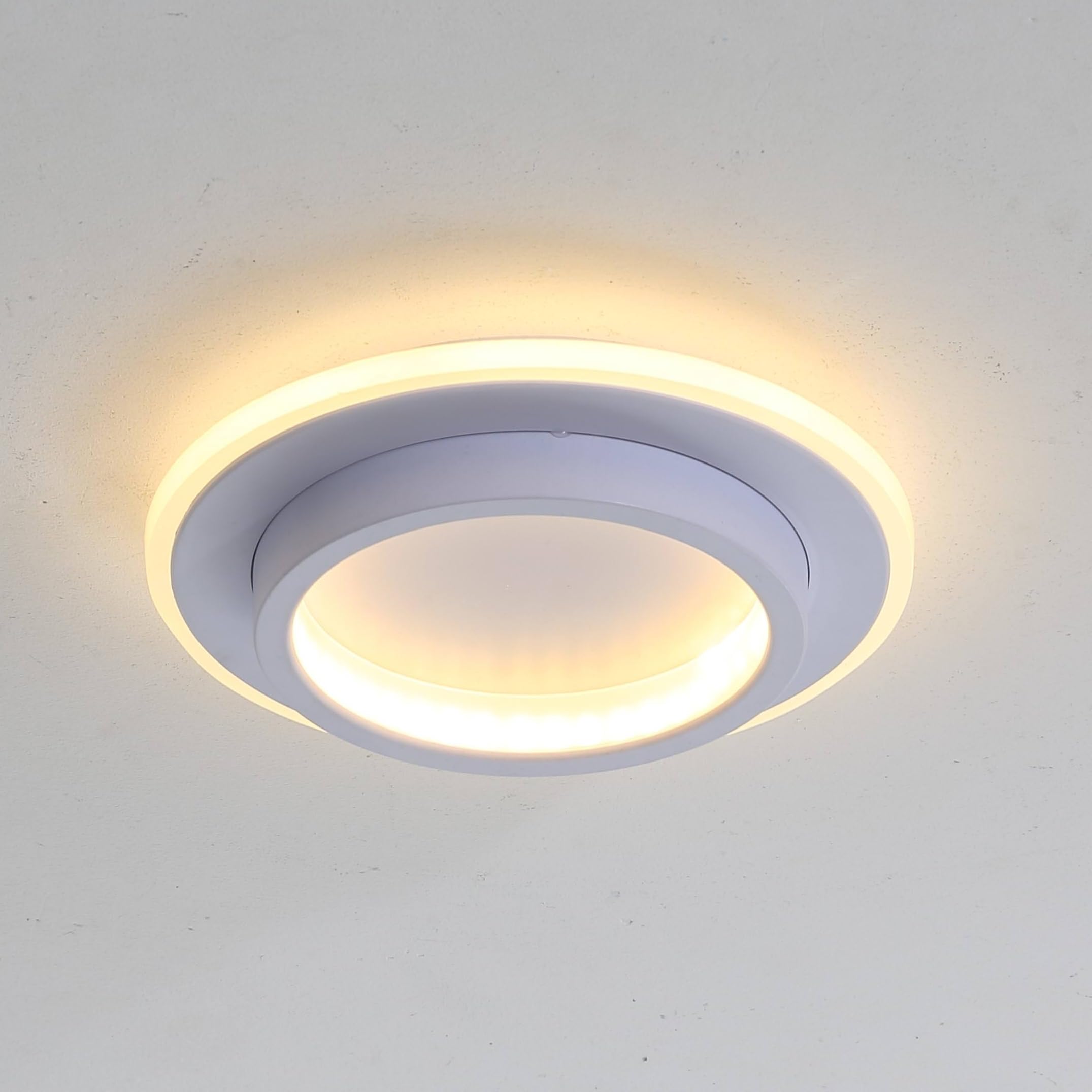 22W Modern Unique LED Wall Mounted Indoor Aisle Lamp for Room Home Bedroom Balcony Corridor Living Dining Ceiling Light 3 Colour Mode - Warm, Cold & Natural (Regular Round Small White)-image-37