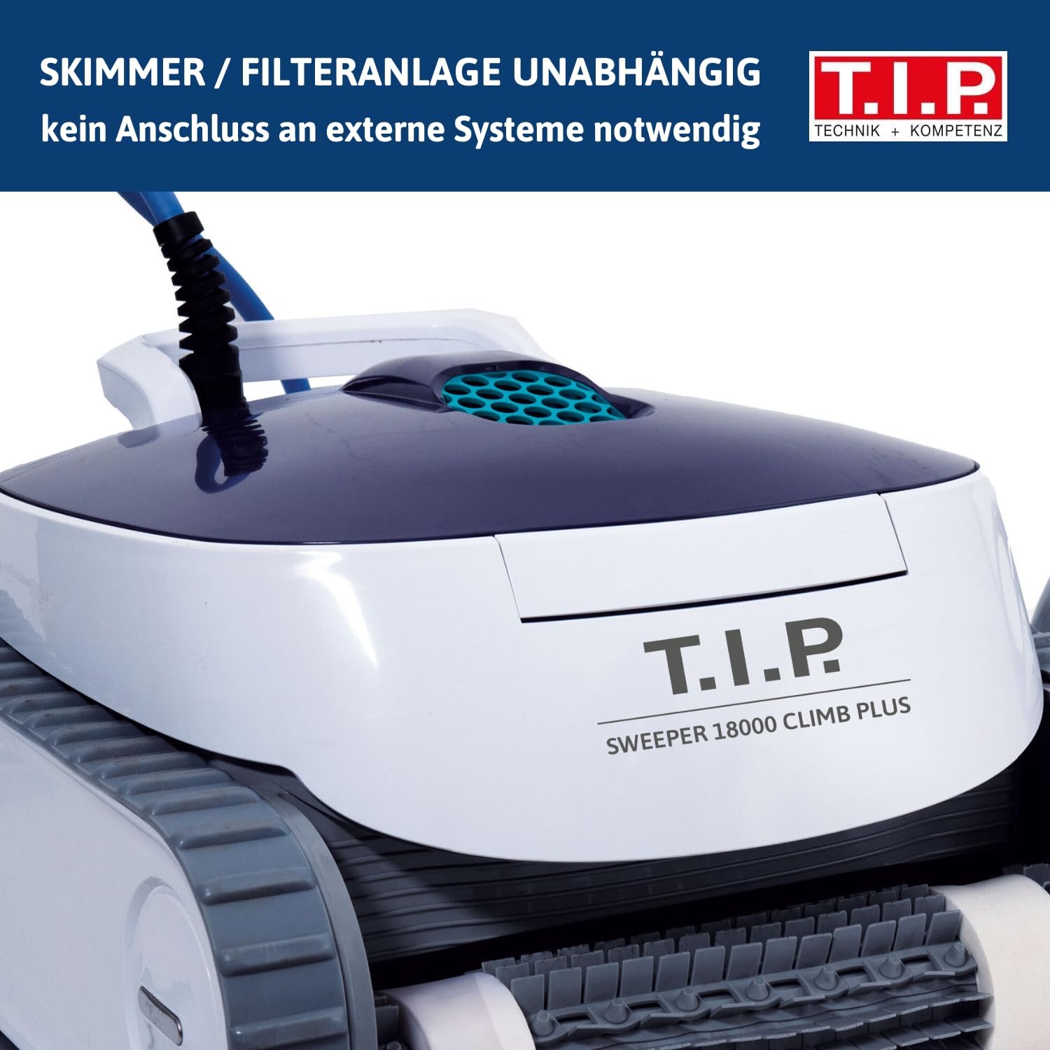 T.I.P. Robot de Piscina (100 m³ de tamaño de Cuenca, 18.000 l/h, caudal de caudal, Limpieza de Suelos, Limpieza de Paredes, línea de Agua, chorros de Agua, Independiente, Totalmente automático, Modos