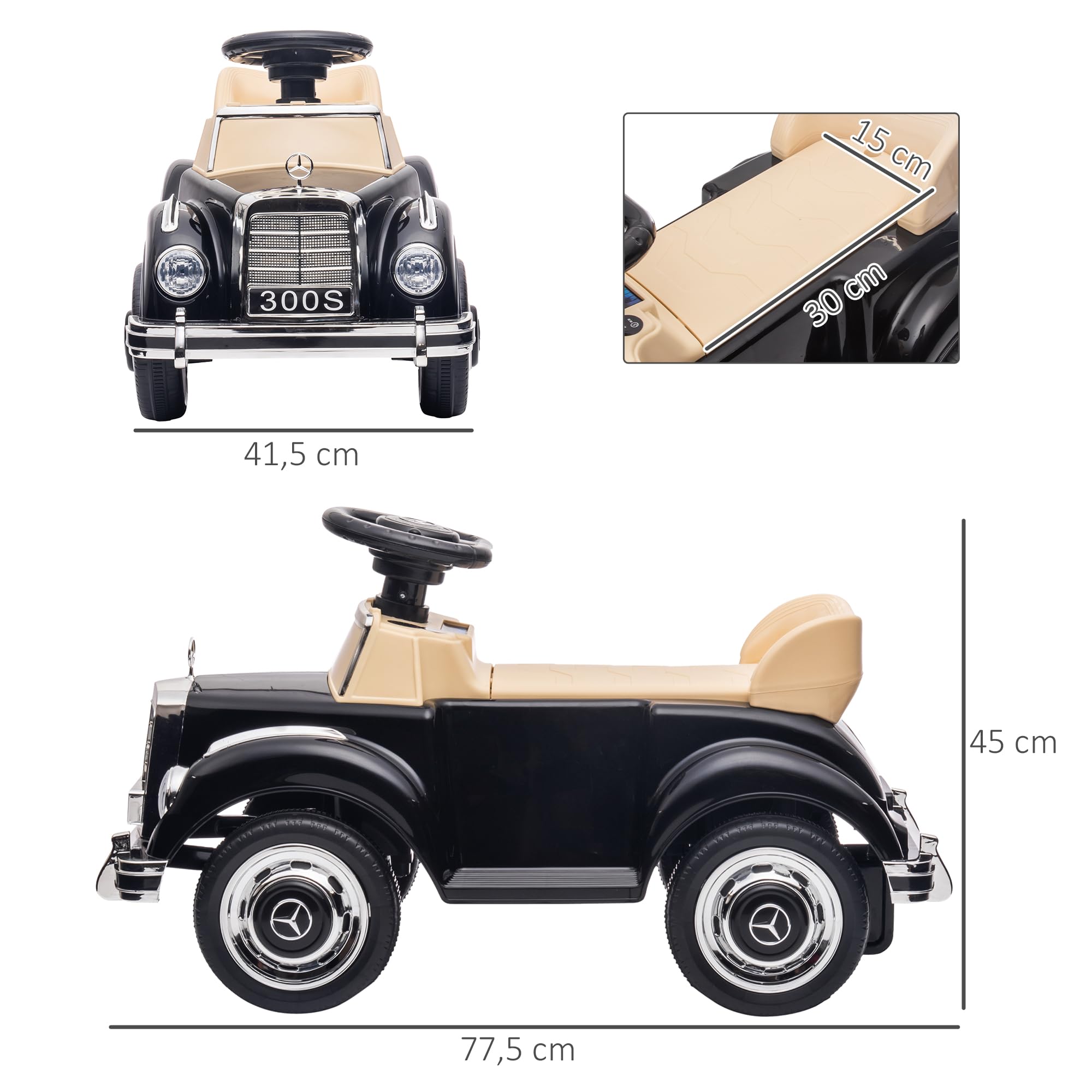 Mercedes-Benz 300S Correpasillos AIYAPLAY para Niños 18-48 Meses 25 kg Negro