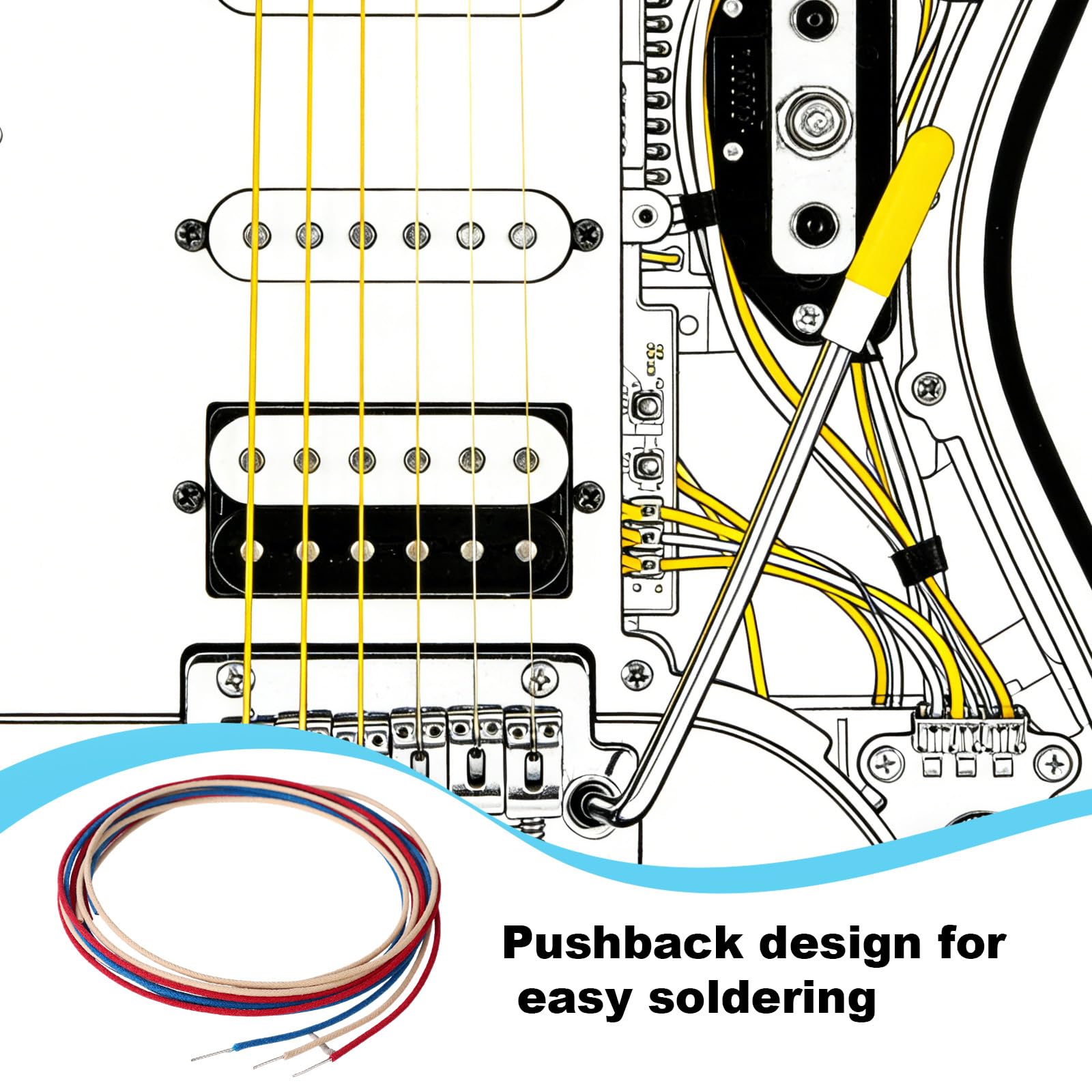 4,5m Tkanina Pokryty Pushback Gitara Przewód Zestaw, 3szt Vintage Styl Wosk Pleciony Okablowanie Zestaw do Gitary Elektrycznej Ulepszeń i Napraw (1,5m Czerwony/Niebieski/Biały)
