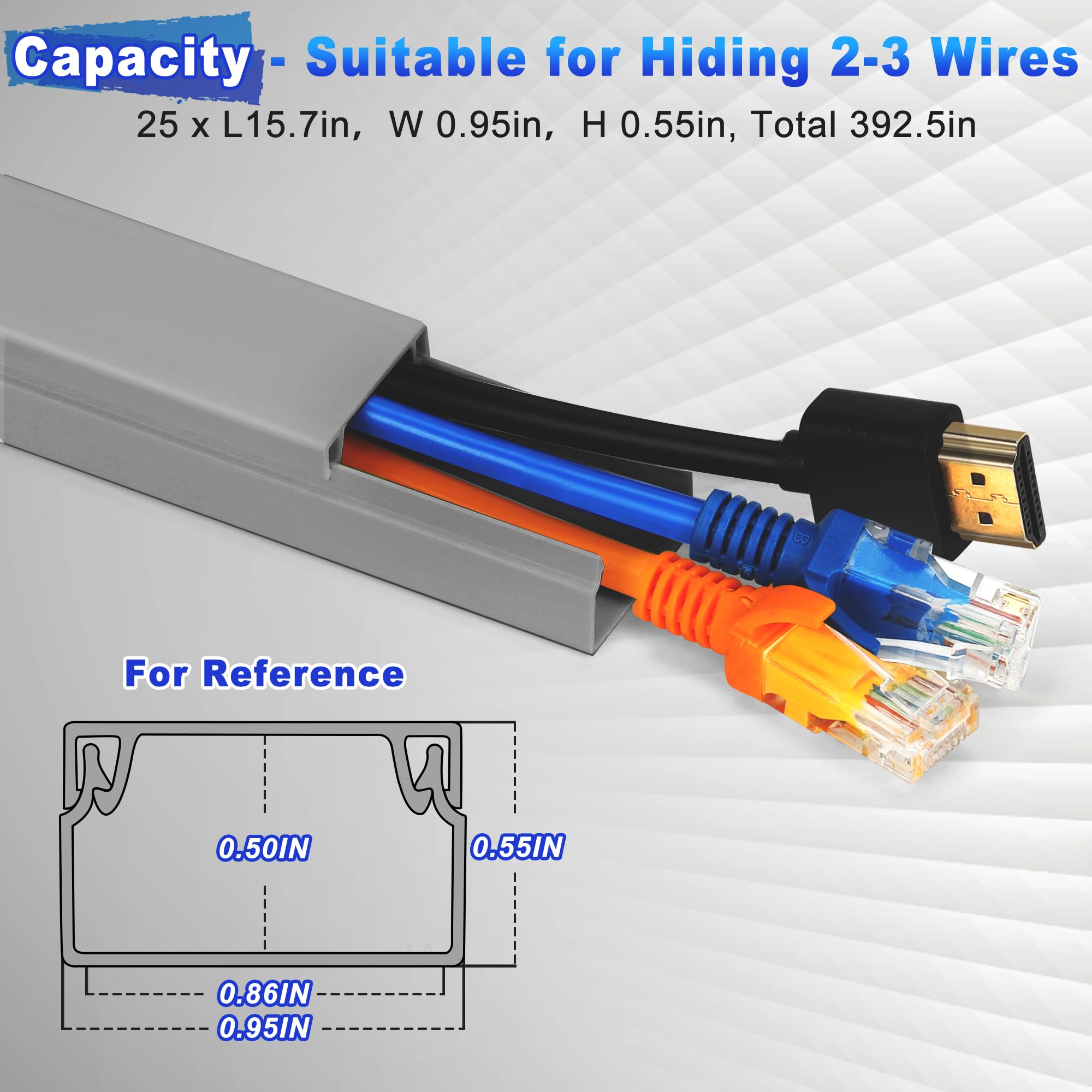 Kit de cubiertas de alambre para cables de 393 pulgadas, ocultadores de cables para TV en pared, cubierta de cable, ocultador de cables montado en la pared, kit de pared para cubierta de