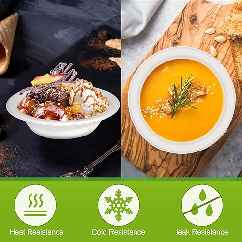 Miniatura 4 de greensight Cuencos de papel desechables de 16 onzas, paquete de 200 cuencos desechables resistentes, cuencos de sopa de papel compostables, cuencos