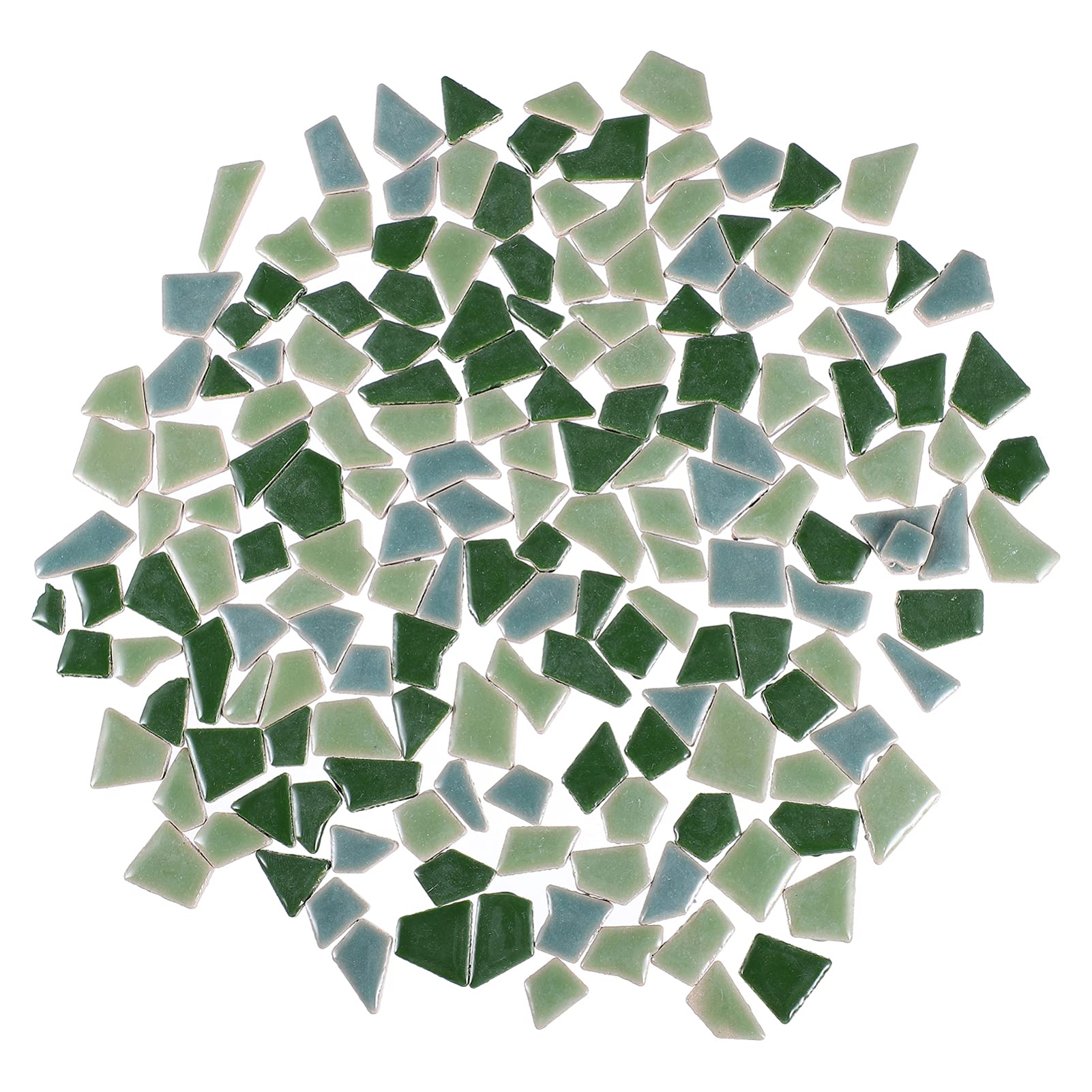 EXCEART 200g Ceramic Mosaic Tiles Colorful Irregular Broken Porcelain Tiles Crystal Mosaic Glass Pieces for DIY Crafts Plates Flowerpots Handmade Home Decor Green