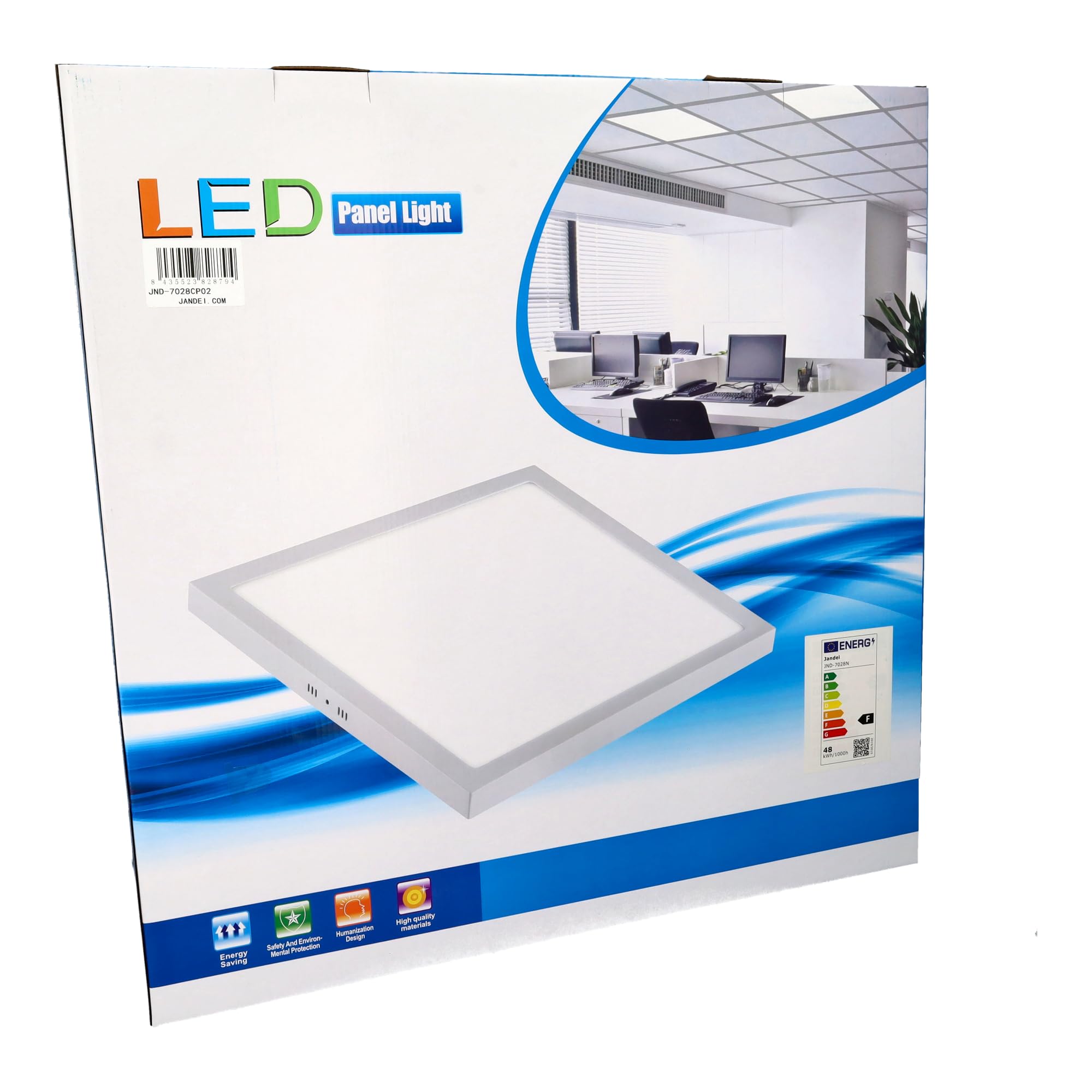 Jandei – Pack 2 x Panel LED 60x60cm. Marcos Luminosos 48W 4800 Lúmenes, Placas para Instalación en Falso Techo Desmontable Armstrong, 40000 Horas - Driver incluido (Luz Fría 6000k)
