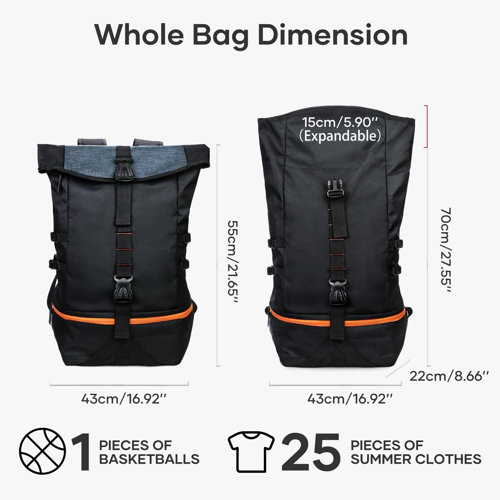 Mochila Baloncesto Mochila Deportiva de Baloncesto 35 l for Hombre, Ideal for Entrenamiento élite, for Viajes al Aire Libre, Senderismo, Camping y montañismo