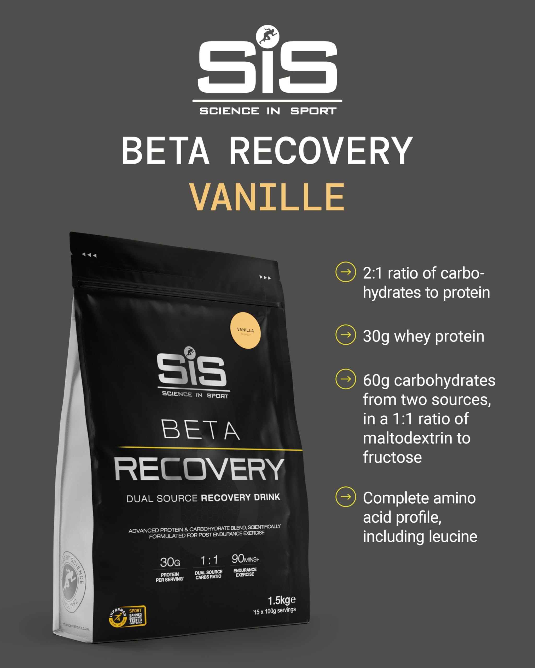 SIS Beta Recovery (1500g) Vanilla - Przed i po treningu - Po treningu