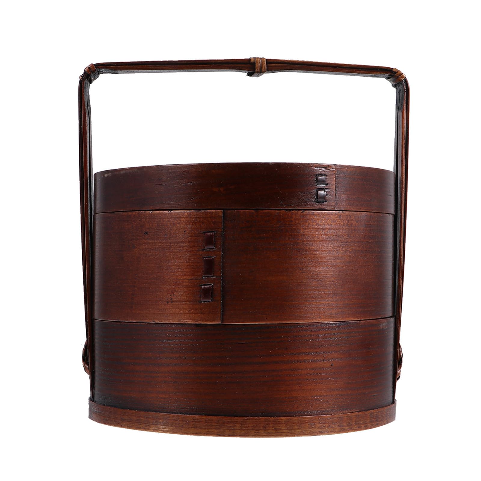 TOPBATHY Contenitore Bento a Doppio Strato in Legno Manico Portatile