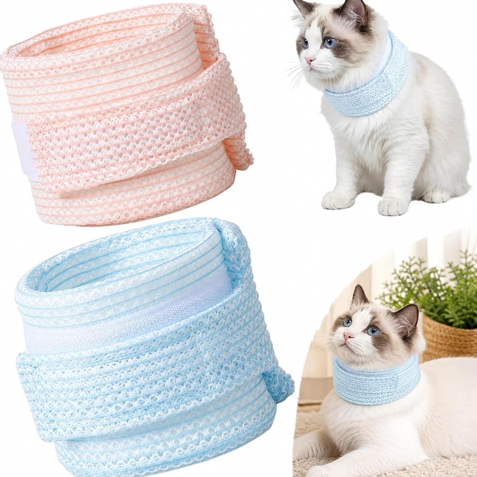 2 PCS Cat Neck Wound Protector Set, Pink(S) and Blue(M)