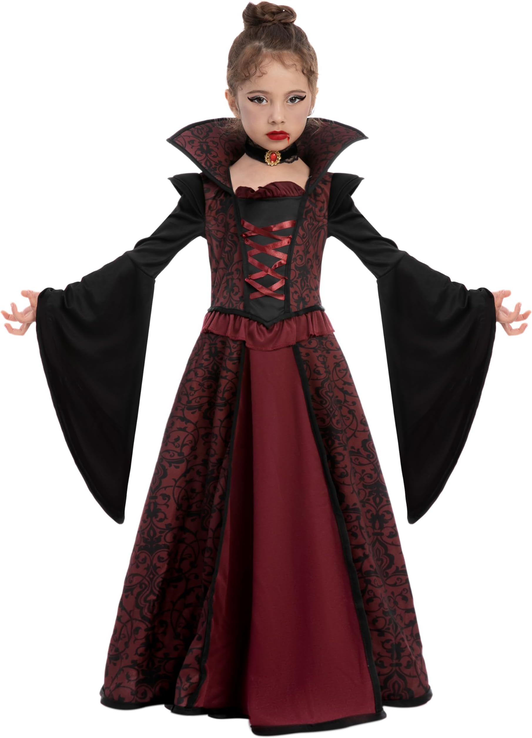 Halloween Royal Vampire Costume Set for Girls Halloween Dress Up Party, Cosplay, Vampire-Themed Party