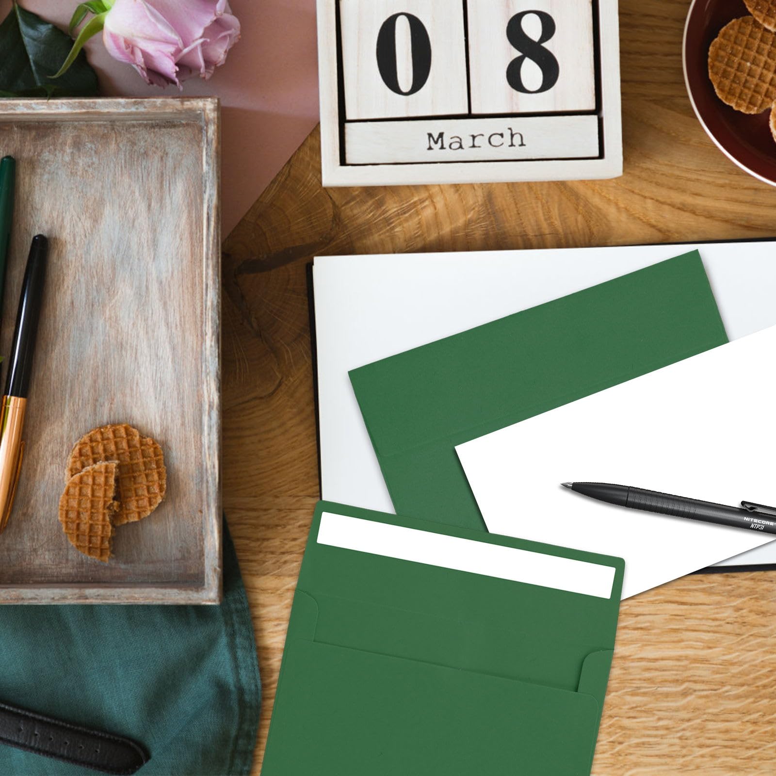Paquete de 50 sobres de invitación, sobres de postal, sobres A2 verdes, sobres para invitaciones, sobres para tarjetas de 4.5 x 5.5 pulgadas, tarjetas de felicitación, sobres autoadhesivos para fotos