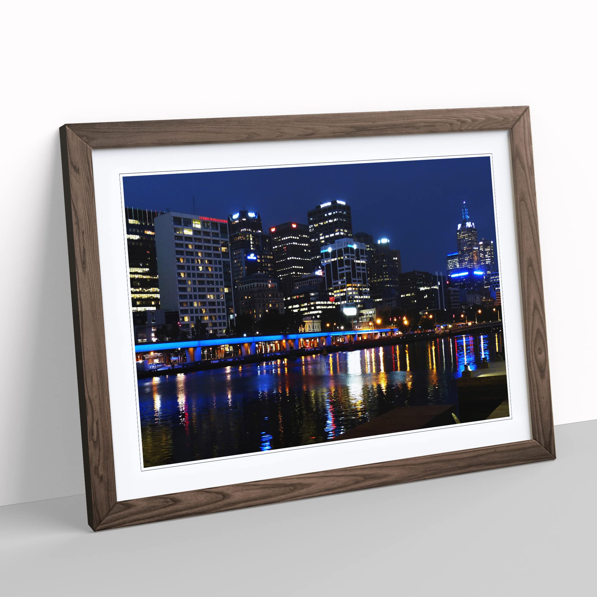 Melbourne At Night Australia Skyline Modern Framed Wall Art Print - Image 3