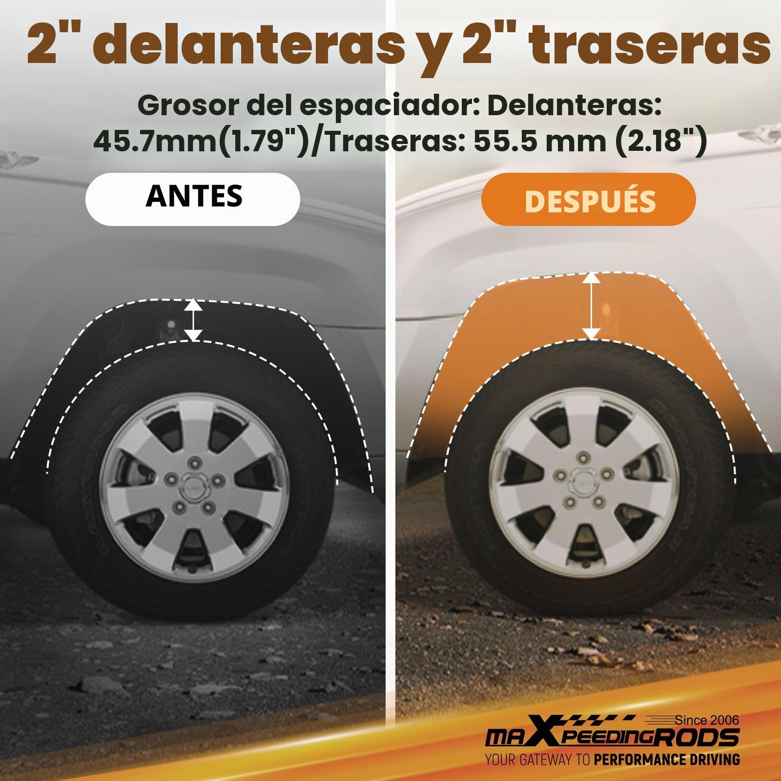 maXpeedingrods Juego de nivelación de 2 pulgadas para Jeep Grand-Cherokee WK para Commander 2006-2010 4 x 2/4 x 4, 2 pulgadas juego de nivelación frontal + 2 piezas traseras