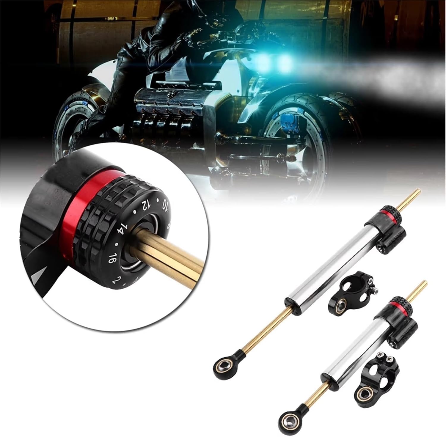 バイク用ダンパー Compatible With MT09 ステアリングダンパースタビライザーと互換性アルミステアリングダンパーアル