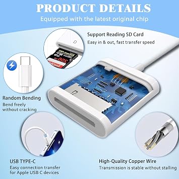 USB C SD Card Reader, Type C Memory Digital Camera Adapter