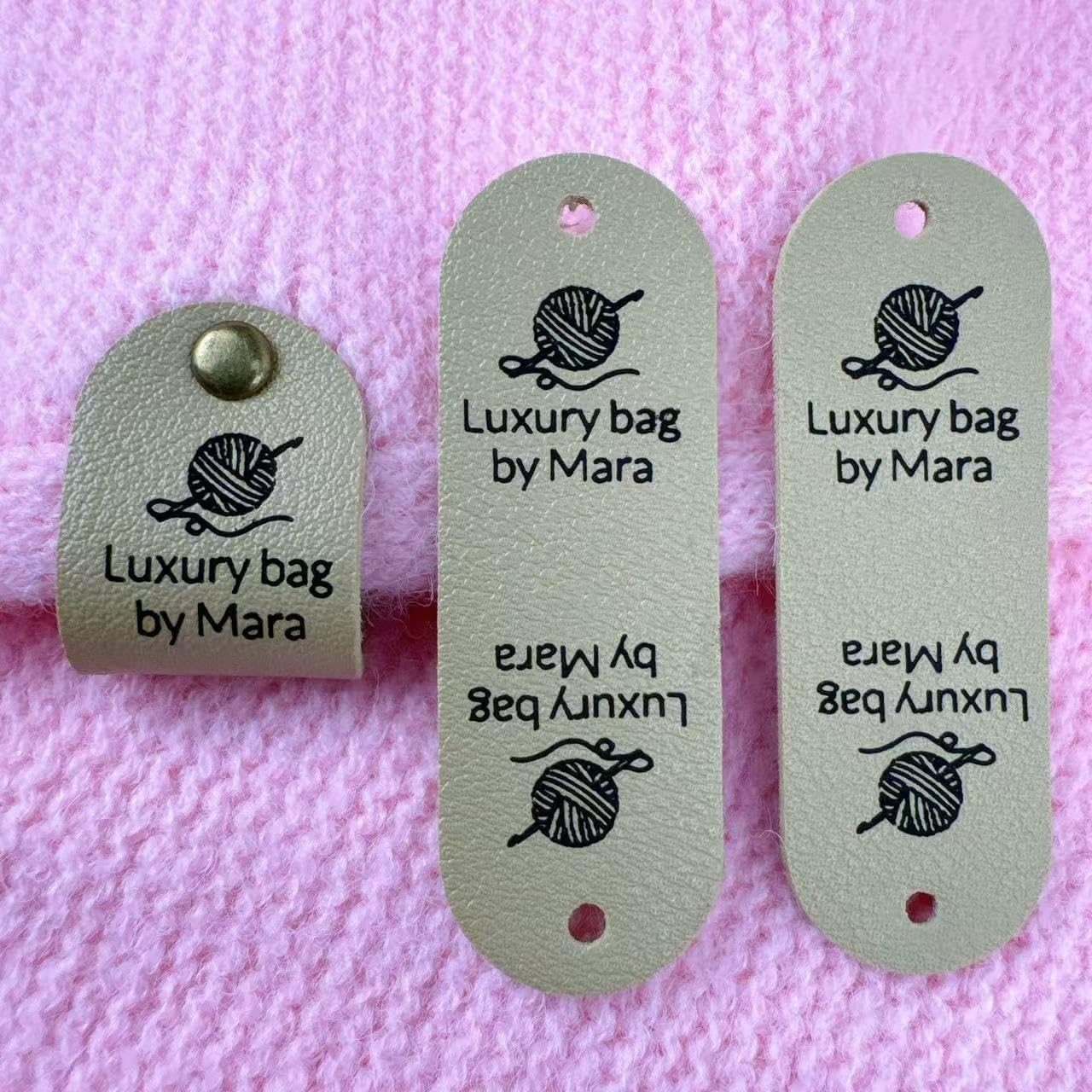 10-100pcs Custom Handmade Leather Labels With Rivet, Personalised Tags For Crochet And Knits Projects, DIY Name/Icon Labels For Clothes, 60 * 20mm