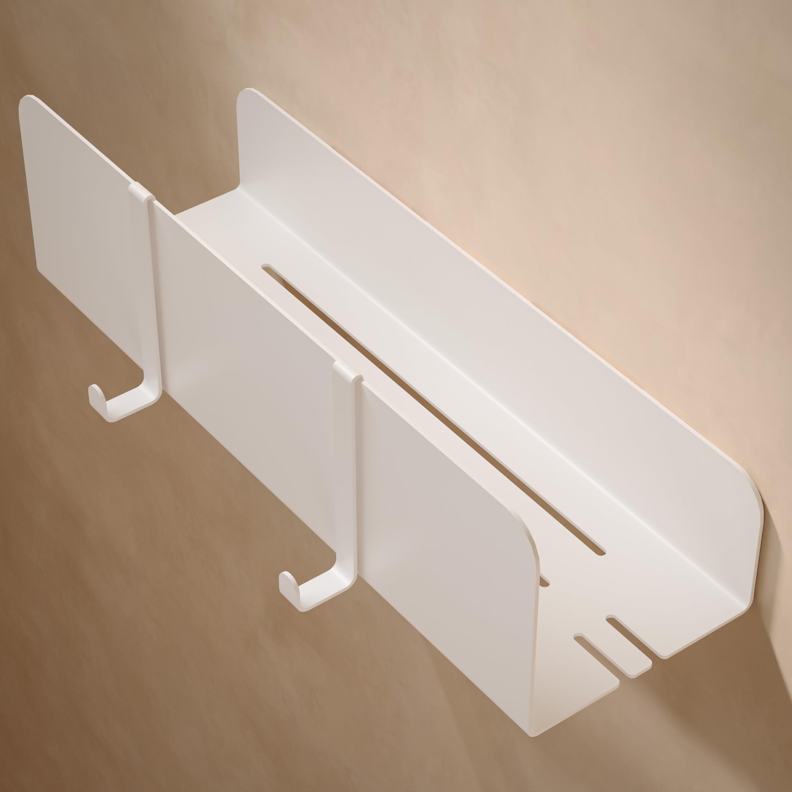 Dolvhin Duschablage ohne Bohren | Edelstahl Duschregal mit Ablaufrillen | Duschkorb zum Kleben | Badregal Selbstklebend | Badezimmer Wandregal | Shampoo Halterung Dusche & 2 Haken | Weiß Matt