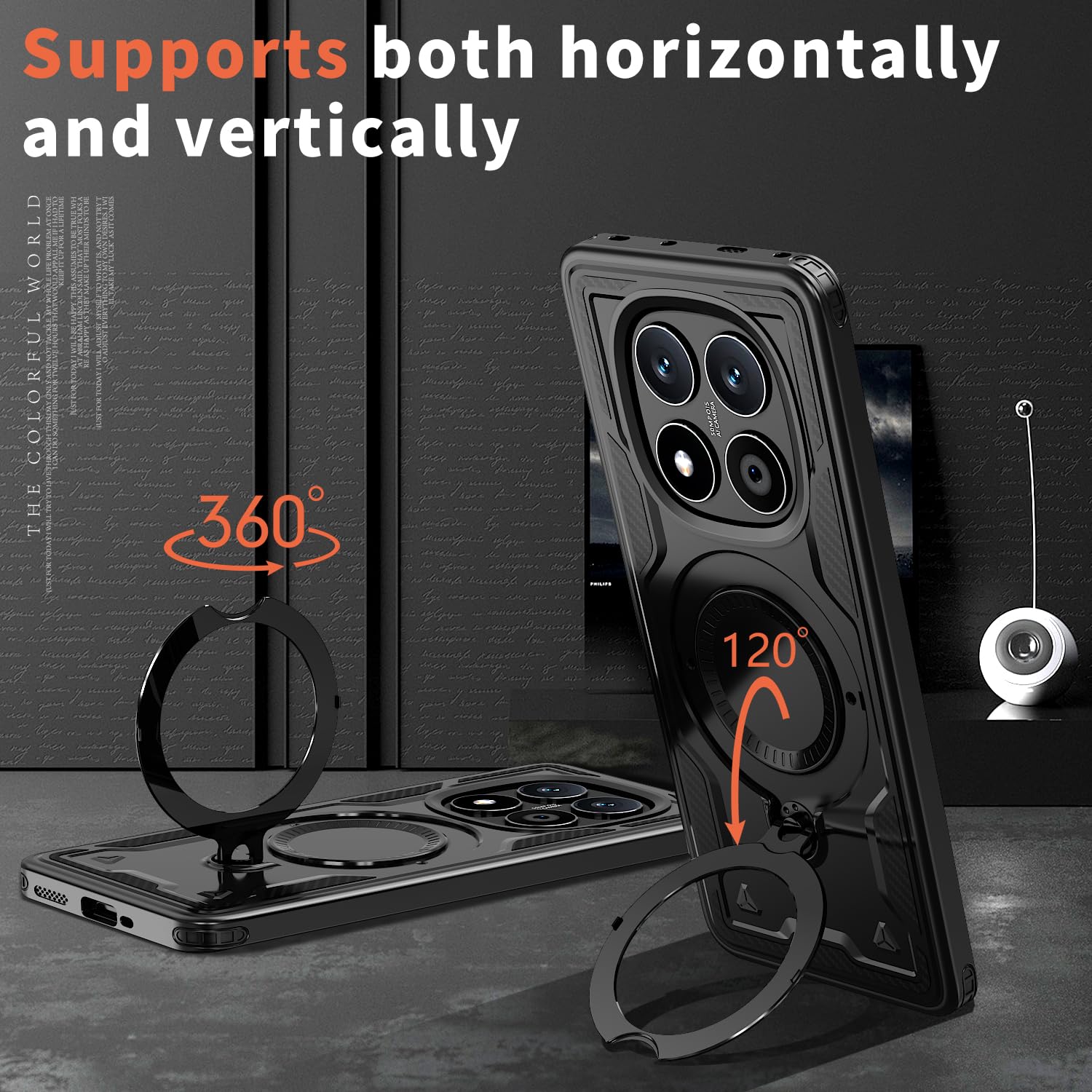 YUEQIAN Funda Para Xiaomi Redmi Note 14 Pro Plus 5G, Anillo