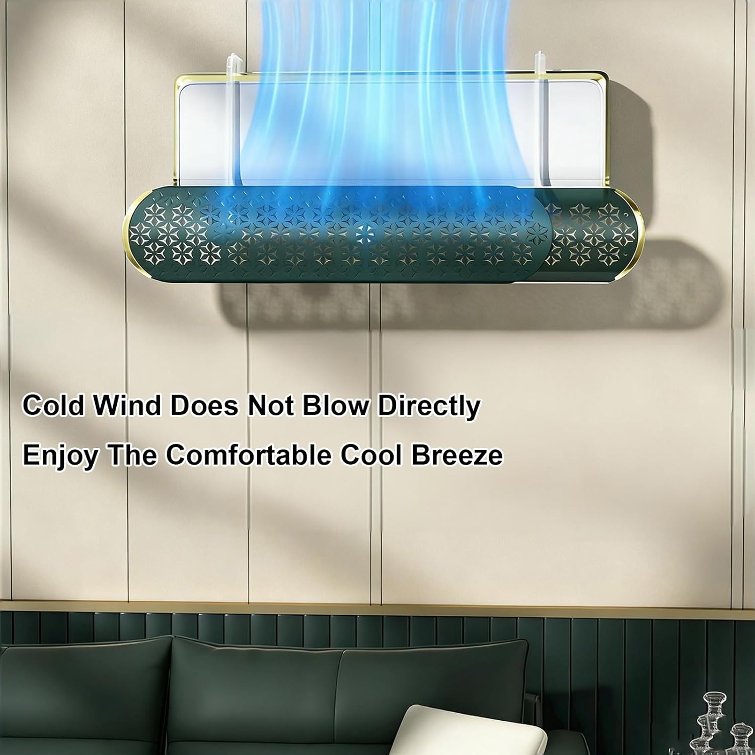 Retractable Air Conditioner Deflector 29-42 in, 180° Adjustable Air Vent Deflectors, Anti-Wind Baffles, Enhance Cooling and Heating Circulation(Green)