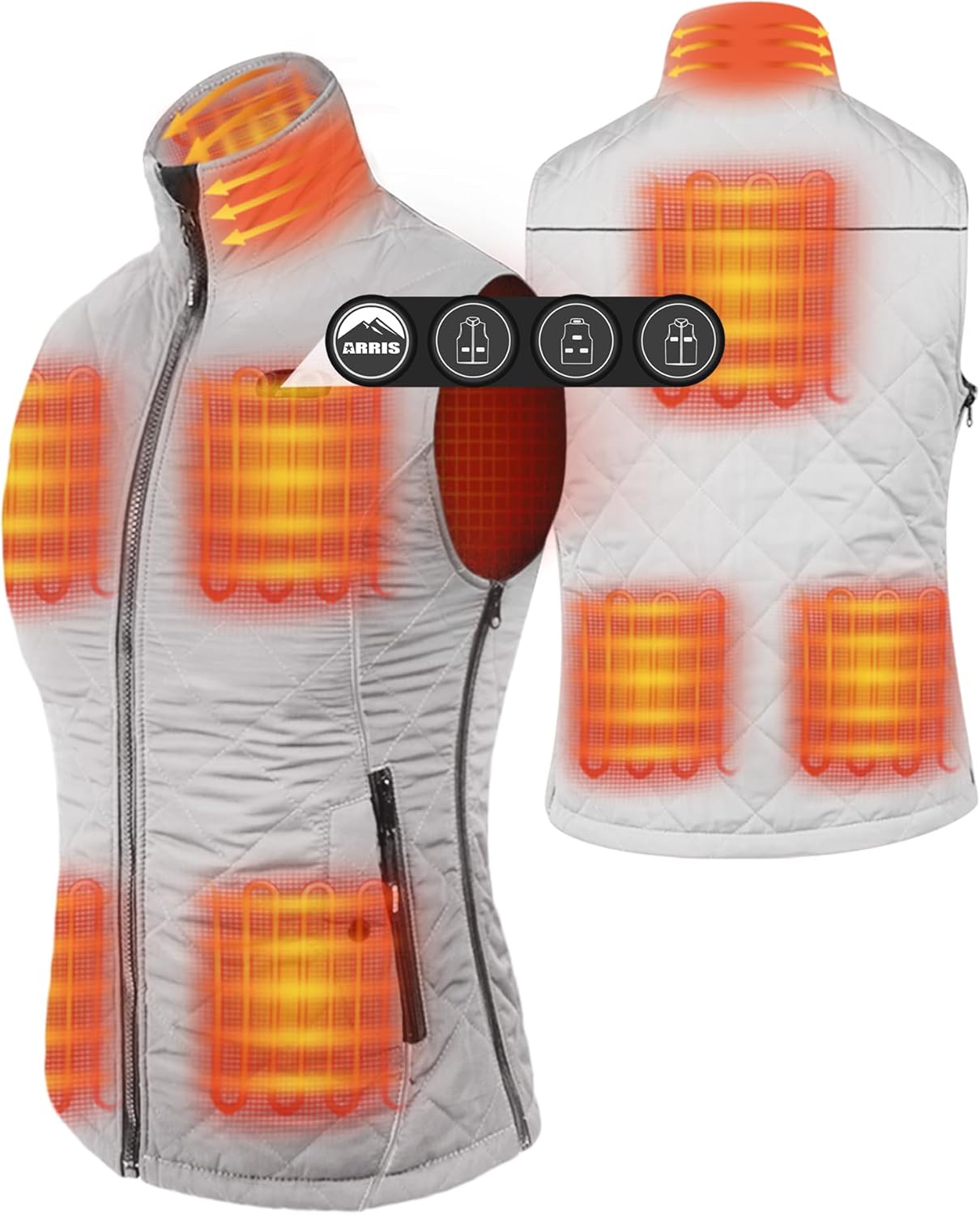 ARRIS Women`s Heated Vest, Size Adjustable 7.4V Electric Warm Vest with Battery Pack… ARRIS Women`s Heated Vest, Size Adjustable 7.4V Electric Warm Vest with Battery Pack…