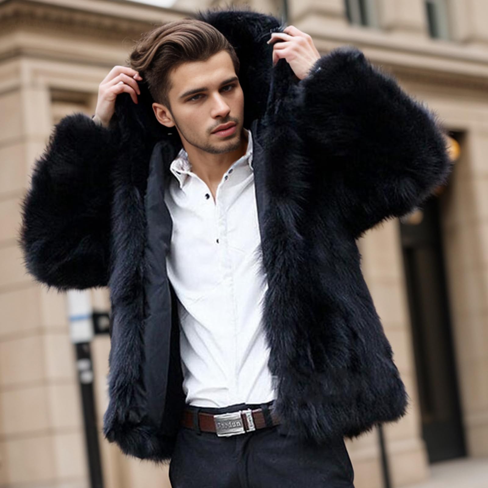 Genérico Jerséis para Hombre - Suéter De Invierno para Hombre Abrigo térmico de imitación para Hombre Chaqueta de Invierno con Forro térmico Muy cálida Peluda y Pesada con Forro Polar
