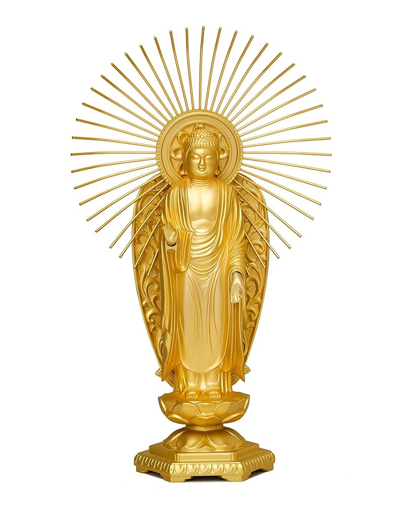 Amazon｜仏像 阿弥陀如来 御西用15.7cm(金メッキ/24金) 仏師