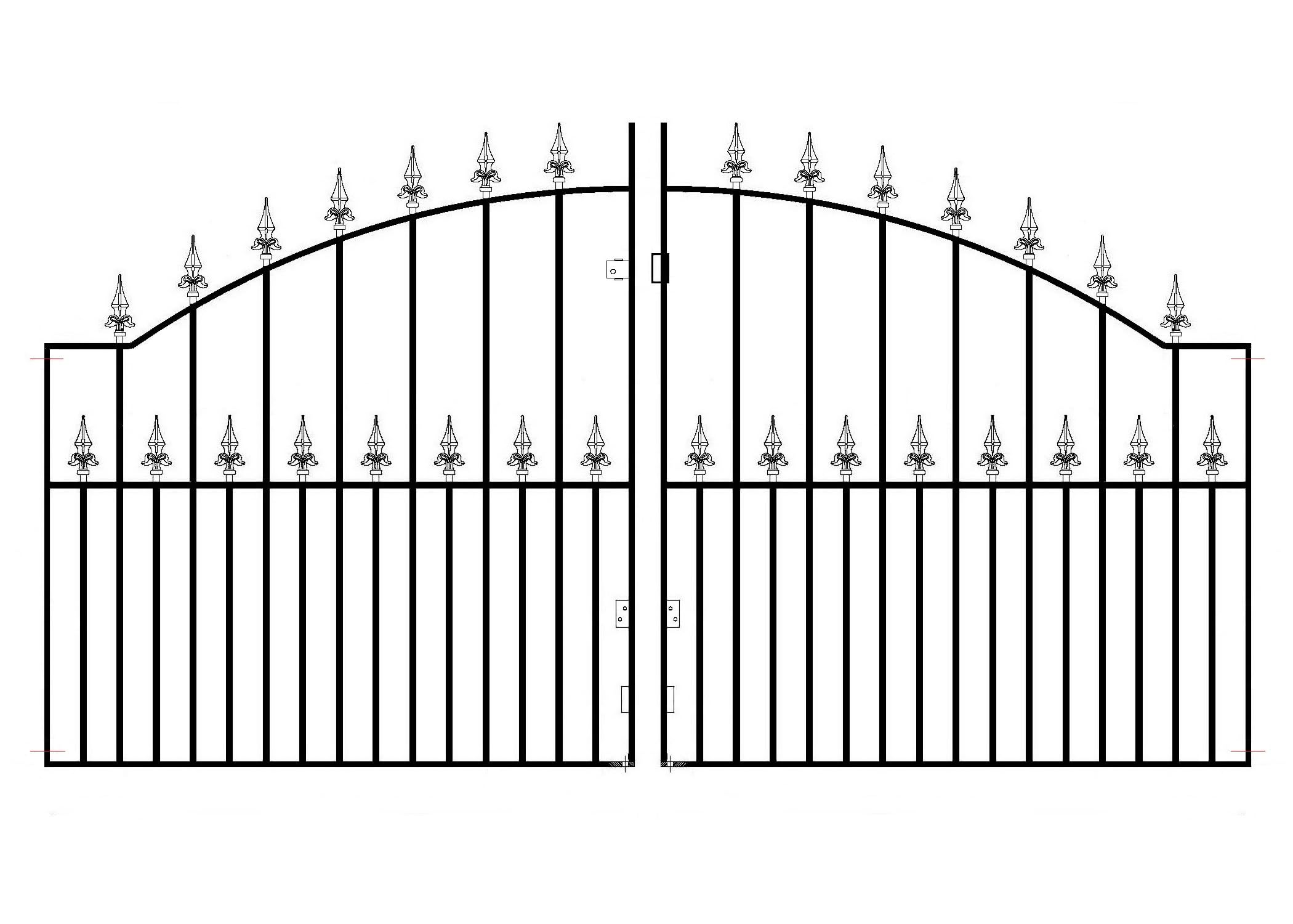 Black Saxon Arched Spear Top Metal Driveway Gates 1245Mm High Galvanised Wrought Iron Dual Swing Gate (2438Mm (8Ft) Gap X 1245Mm High Sazp13)