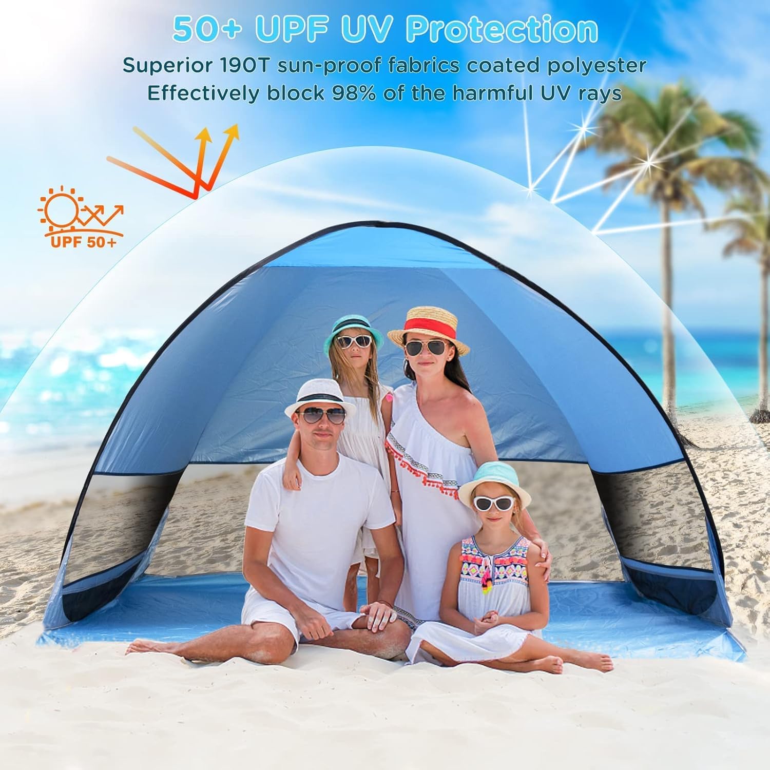 Tenda da spiaggia pop up, ripari dal sole, tenda da spiaggia pop up antivento tenda da spiaggia per 3-4 persone famiglia spiaggia, campeggio, giardino, escursionismo tenda