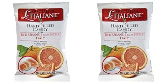 Serra Le Italiane, Italian Natural Hard Candy Filled With Red Orange From Sicily Italy, 3.5 Ounce Pack of 2