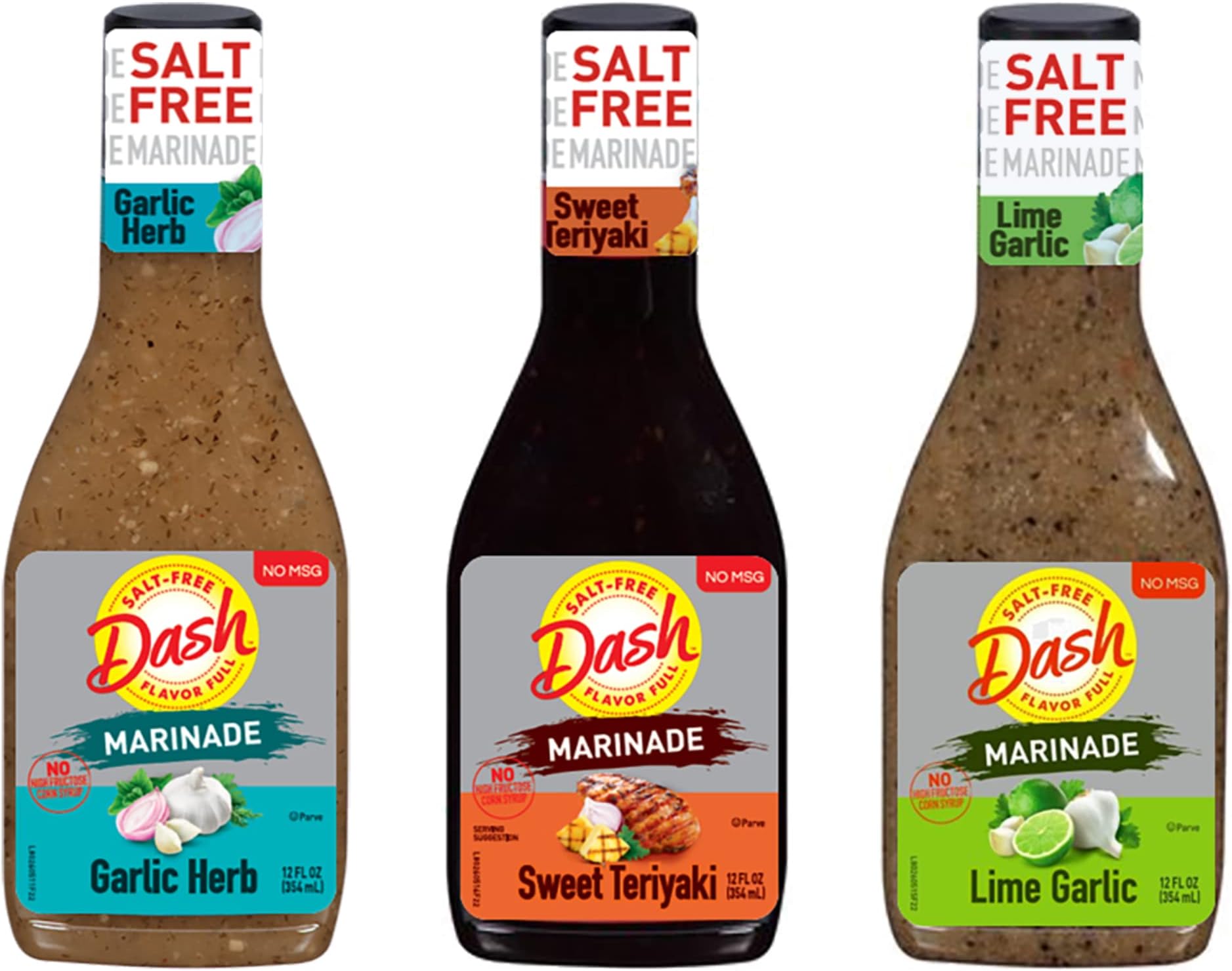 Mrs. Dash Salt Free Marinade 12 Oz Bottles 3 Pack Bundled by Louisiana Pantry (Variety 3 Pack Each Flavor)
