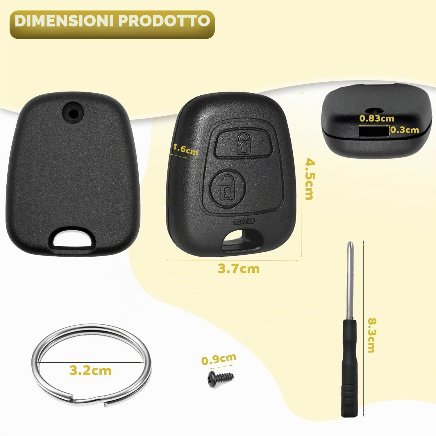 Custodia Chiave Auto Compatibile Peugeot 106 107 206 207 208 306 307 308 406 407 C1 C2 C3 C4 C5 Picasso Berlingo Saxo Xsara Toyota Aygo 2 Tasti Telecomando