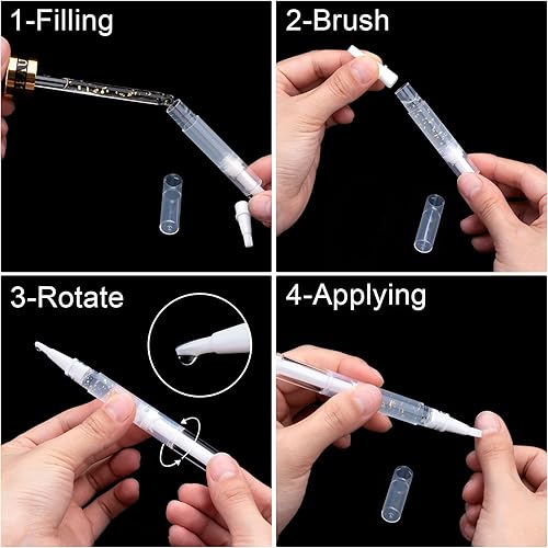 Miniatura 3 de 10 bolígrafos giratorios transparentes de 0.11 onzas líquidas, bolígrafo de aceite para cutículas, bolígrafo de aceite de uñas vacías con punta de