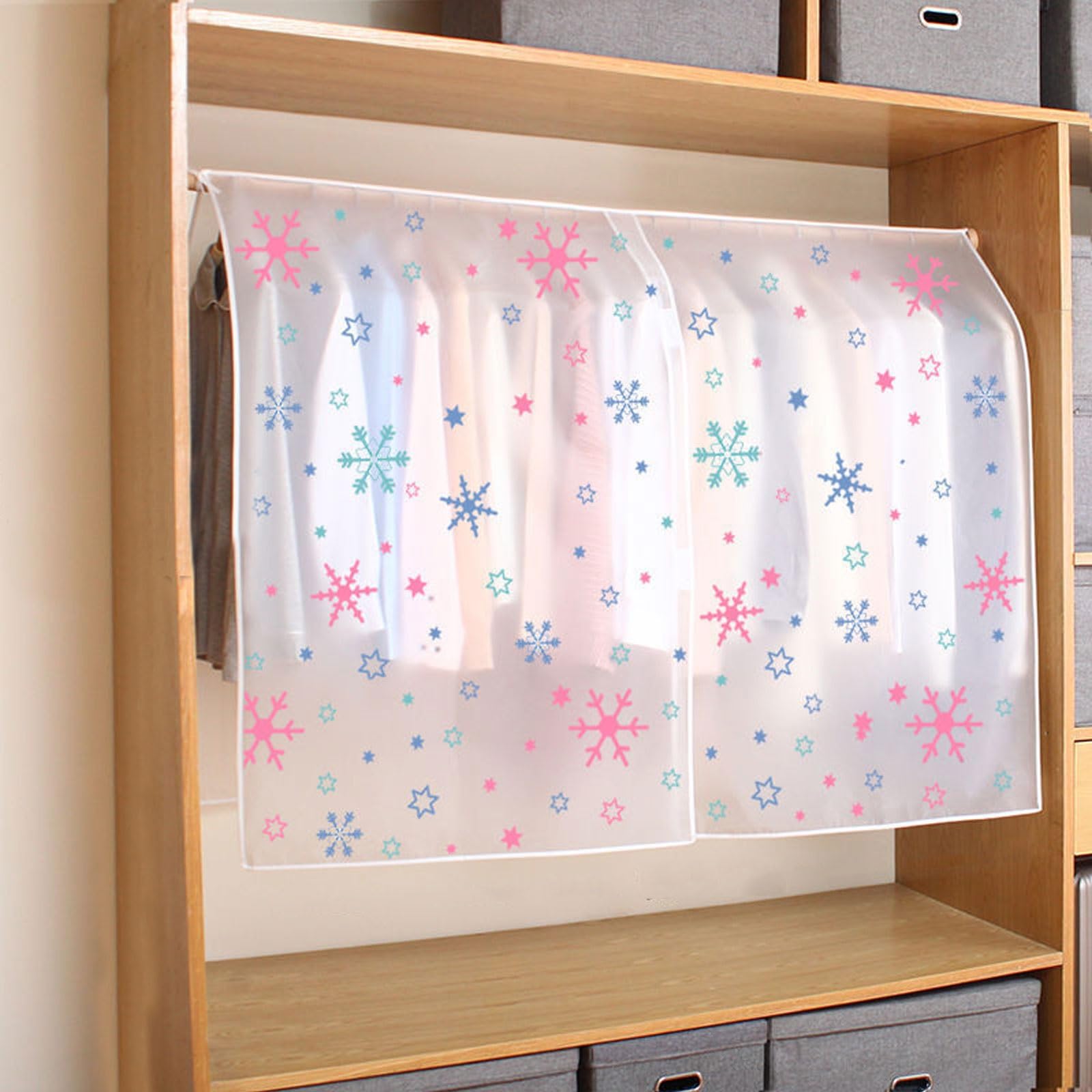 OWOHYG Garment Storage Bags For Hanging Clothing Rack Clothes,Dust-Proof And Moisture-Proof,Translucent Peva Material,Various Styles,And Various Sizes Are Available.Snowflake-D
