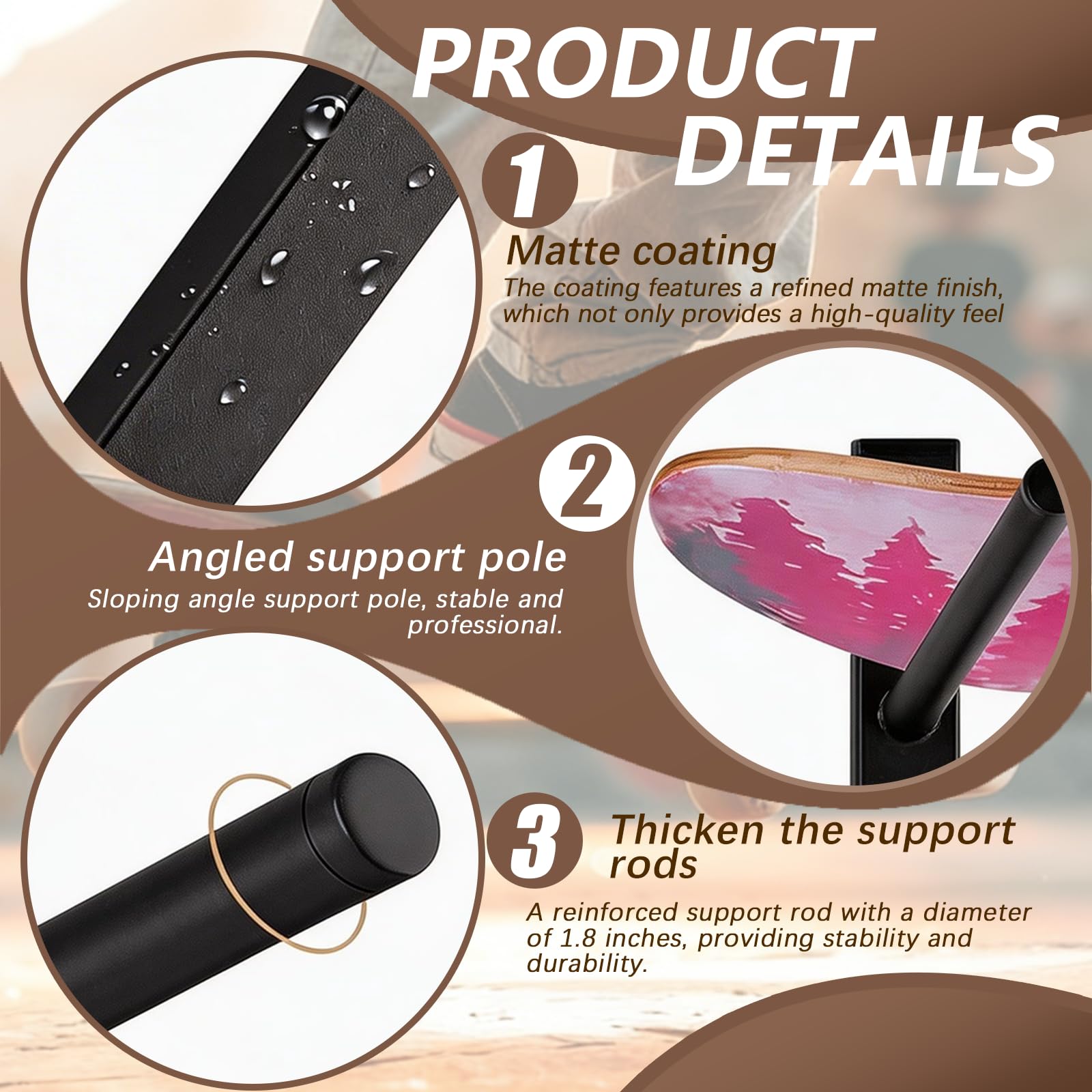 Soporte De Pared Para Monopatines, 6 Niveles, Acero Negro, Universal Para Longboards, Snowboards Y Wakeboards