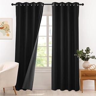 Door Curtain for Closet Doors 80 Inches Long 2 Panels, 100% Blackout Doorway Curtain for Open Closet Bedroom, Room Divider Living Room for Privacy (Black, 52W x 80L)