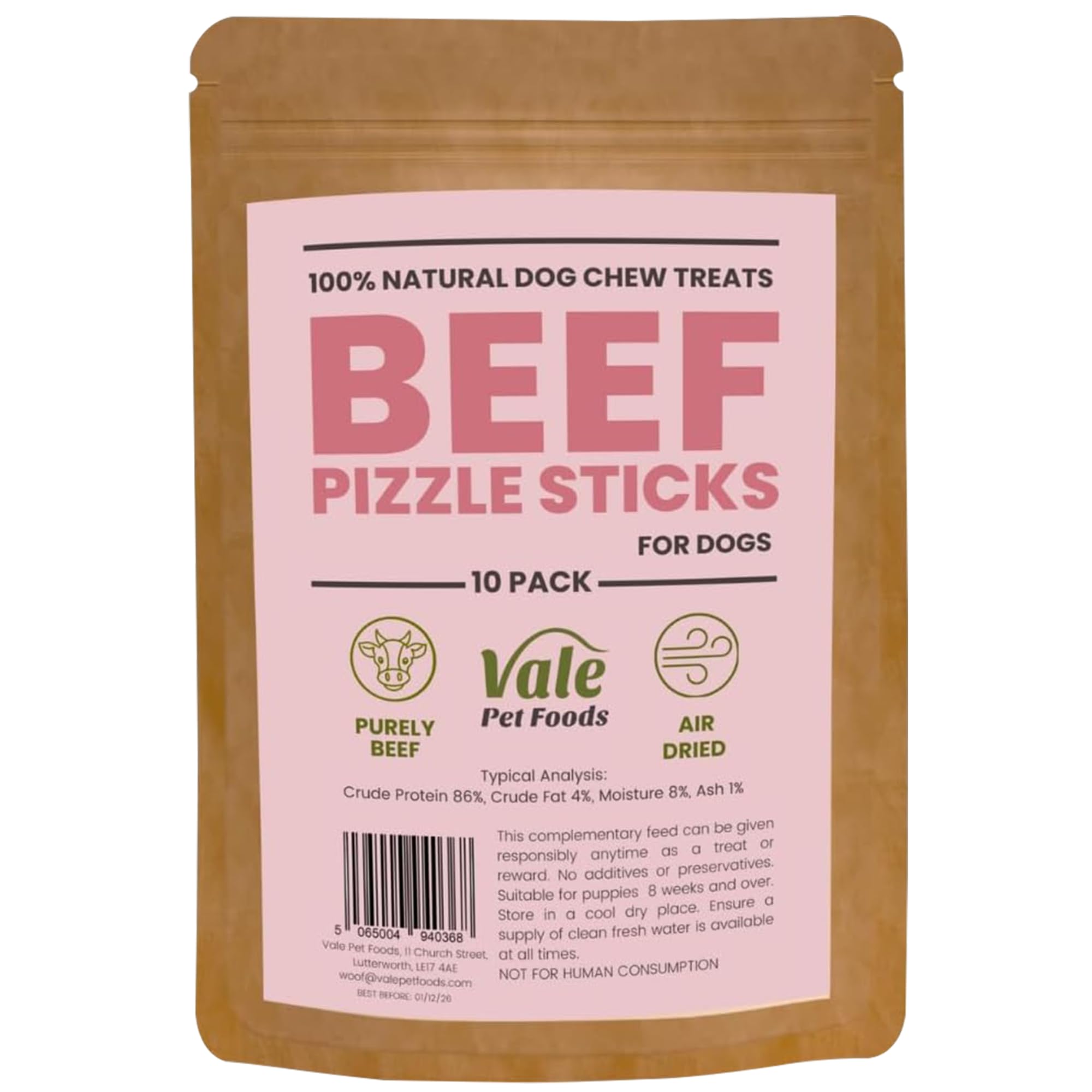 10 Pack Pizzle Sticks for Dogs & Puppies, Bully Sticks, 100% Healthy Natural Dog Treat Chews, Long Lasting Dog Chew