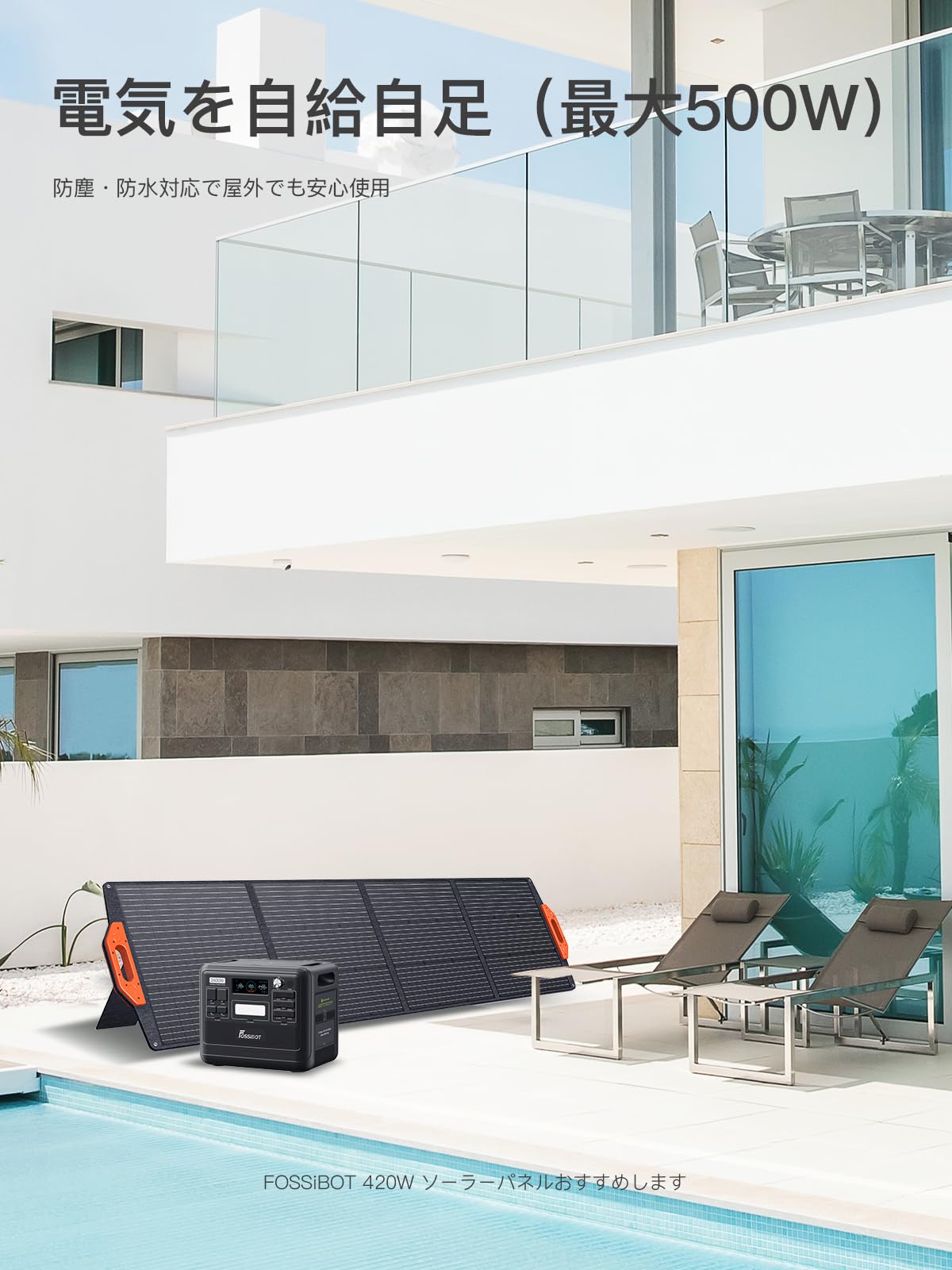Amazon.co.jp: FOSSiBOT 2400 ポータブル電源 2枚 200W ソーラーパネル 