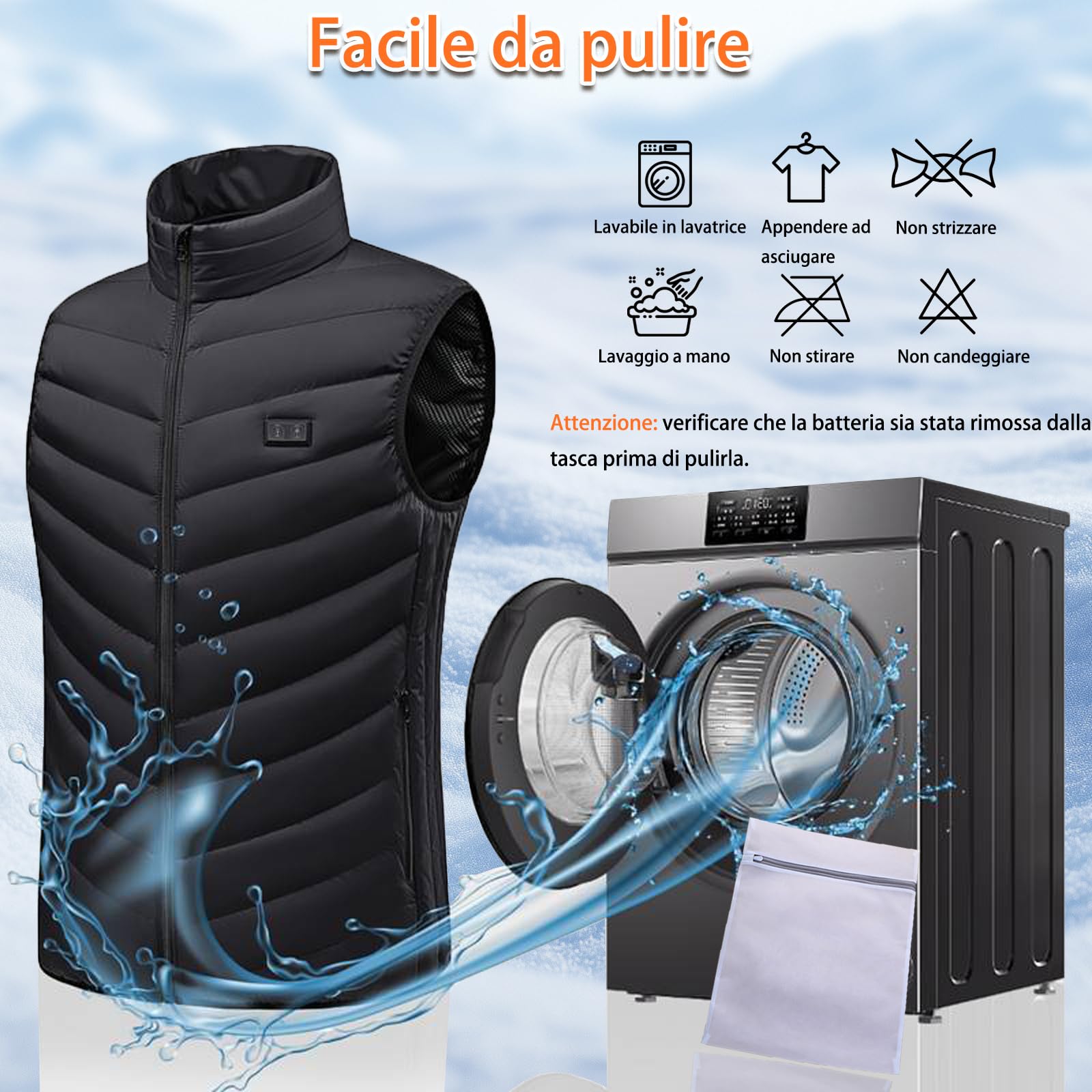 Ahigh Gilet Riscaldato per Uomo e Donna, Giubbotto Riscaldato con Batteria Inclusa, Giacca Riscaldata con 3 Temperature 9 Zone Di Riscaldamento, Giubbino Riscaldato per Escursionismo Ciclismo Caccia