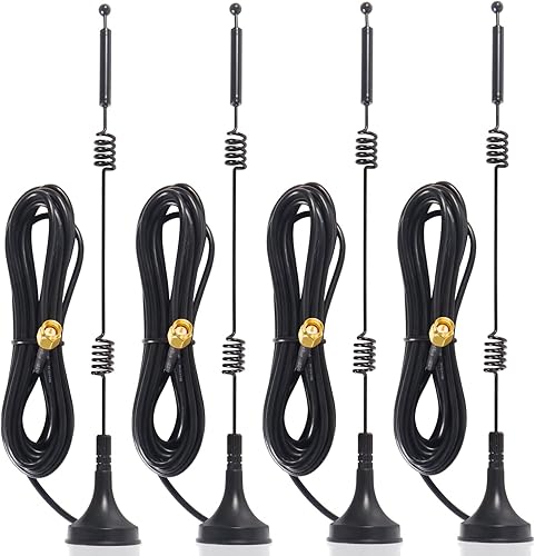 4 unids Dual Band WiFi 2.4GHz 5GHz 5.8GHz 9dBi Base Magnética SMA Antena Masculina para Cámara de Seguridad Inalámbrica Grabadora de Vigilancia