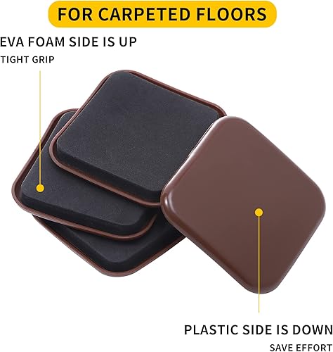 Miniatura 3 de Deslizadores de muebles de 3 pulgadas, 12 deslizadores para mover muebles, deslizadores de muebles resistentes para alfombras, deslizadores de sofá
