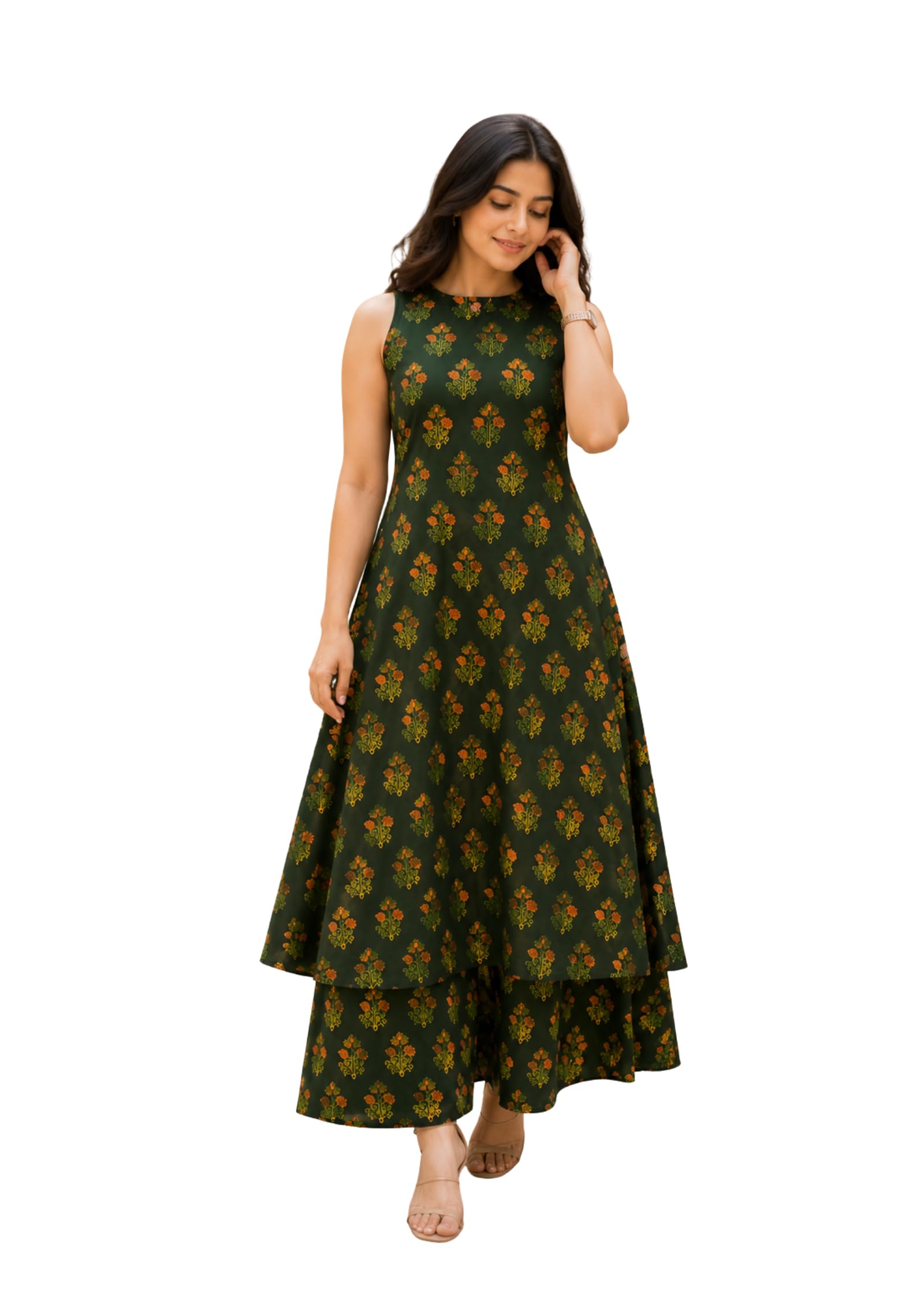 Women Kurta Palazzo Set | Friendly, Office Wear Co-Ord Set | Sleeveless Printed Kurta with Palazzo Pants-picture-37
