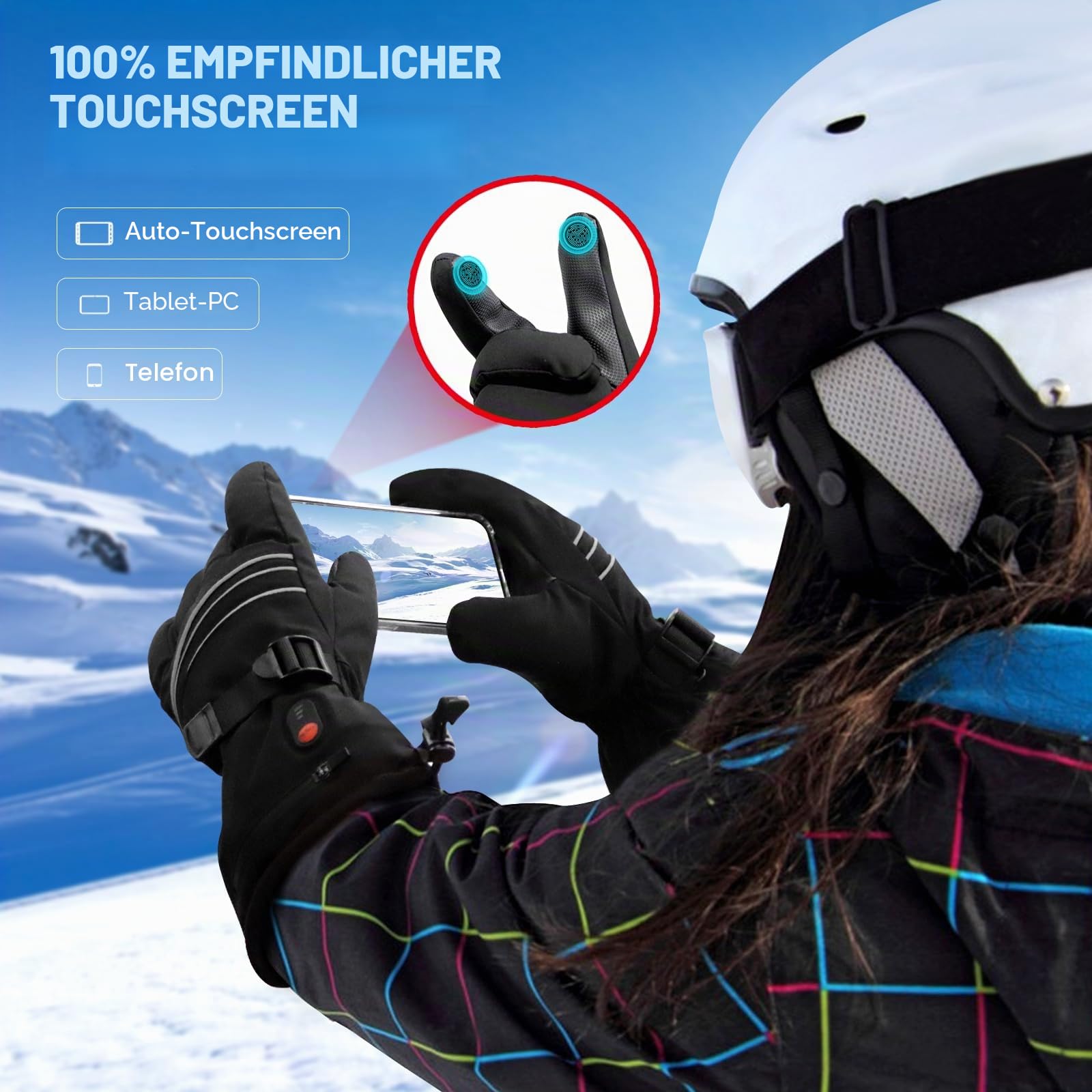 Beheizte Handschuhe für Männer oder Frauen, 7,4V 3200mAh Elektrische Batterie, Selbstheizende Handschuhe für Wintersport, Wiederverwendbarer Handwärmer für die Arbeit im Freien, L